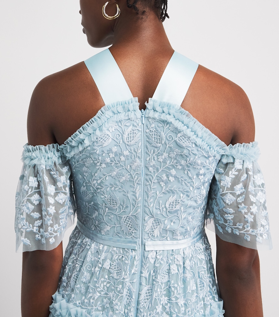 Needle & Thread Womens Tulle Embroidered Primrose Gown Aqa Aqua Image 5