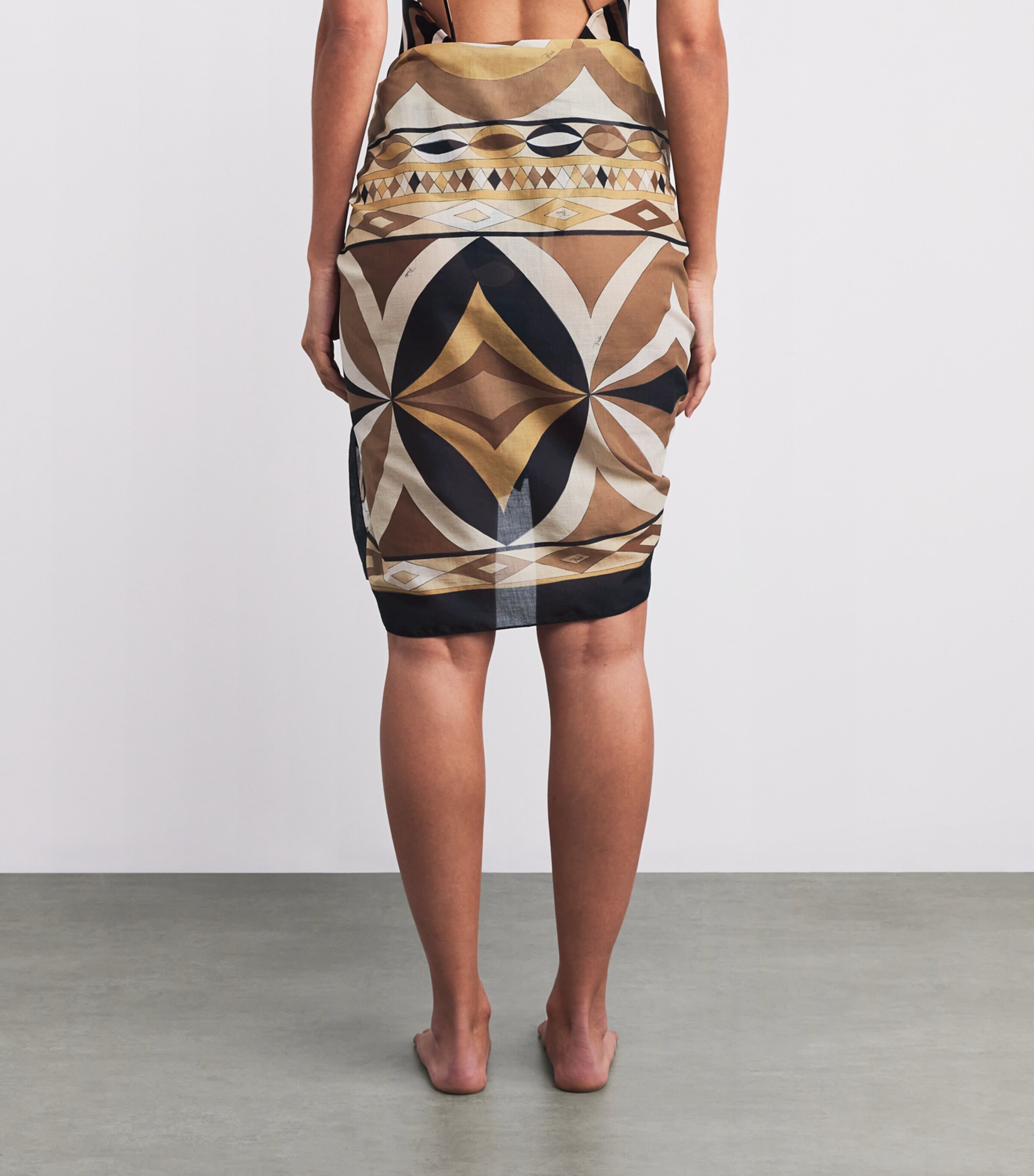 Cotton Collane Print Sarong 027/BLACK GOLD Image 4