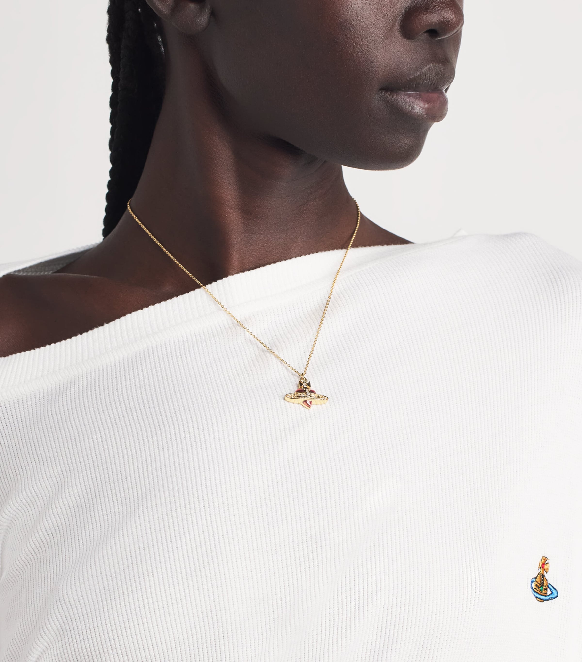 Vivienne Westwood Diamante Heart Necklace Gd Qtz Crs Image 2