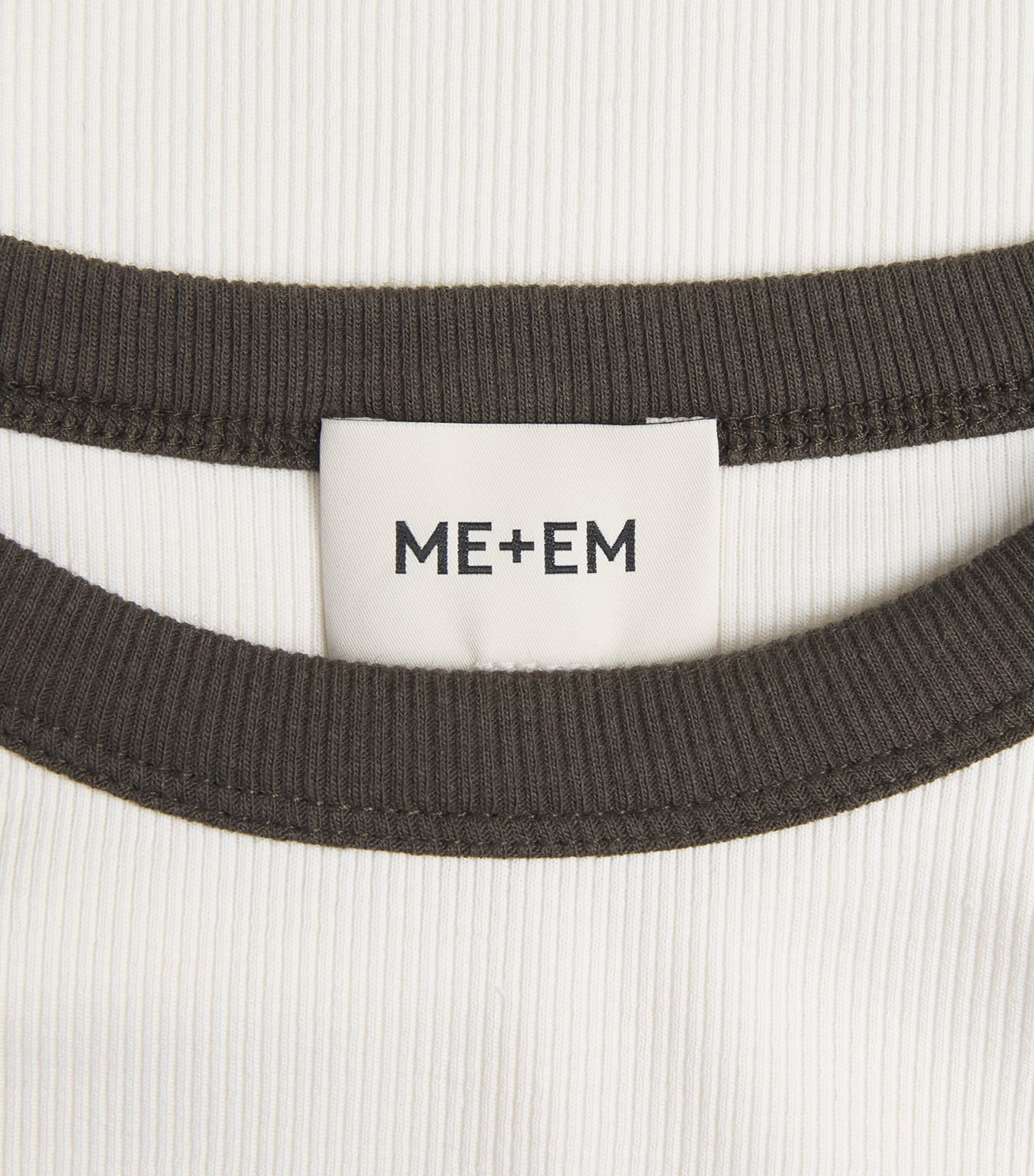 ME+EM Womens Slim Baseball Top Autumn Ivory/olive Image 6