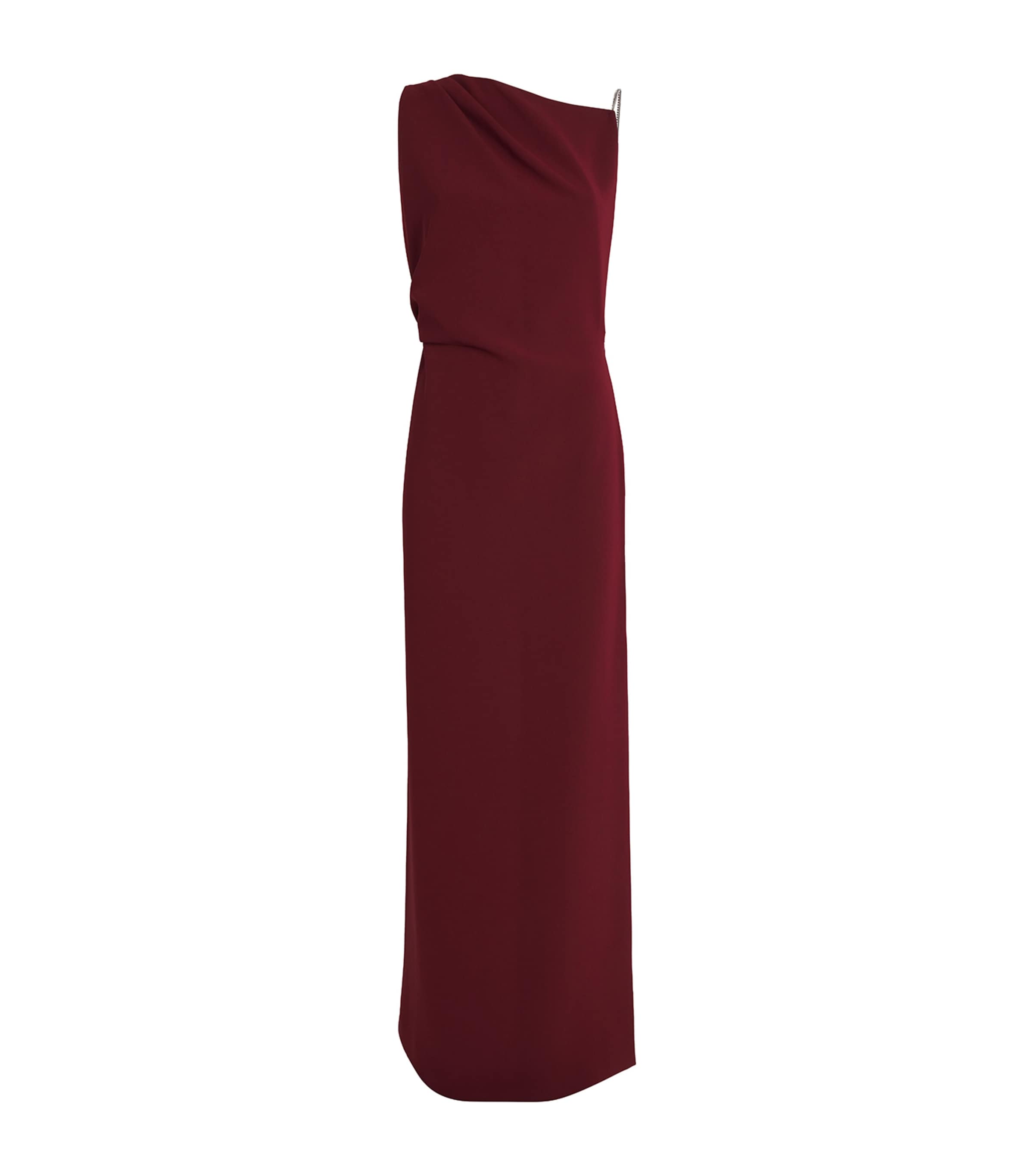 Max Mara Crystal-embellished Asymmetric Maxi Dress In Burgundy