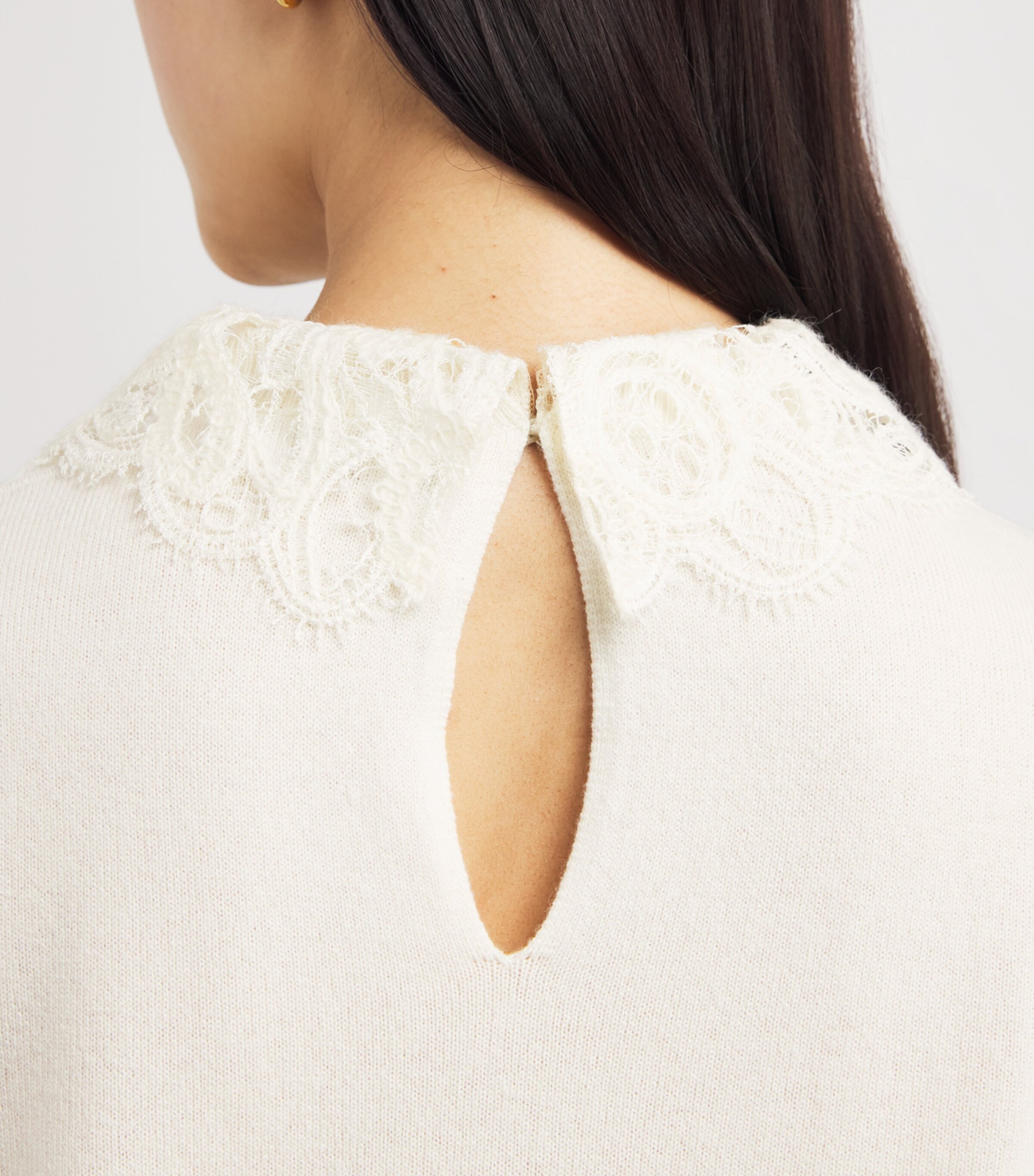 Fabiana Filippi Womens Wool-Silk-Cashmere Lace-Trim Sweater Rafia Image 6