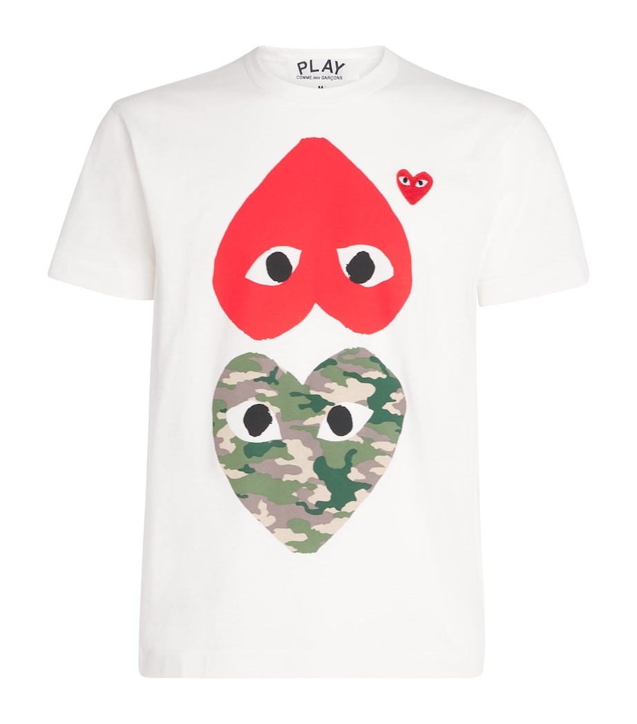 Camouflage Mirrored Hearts T-Shirt 1 - WHITE Image 1