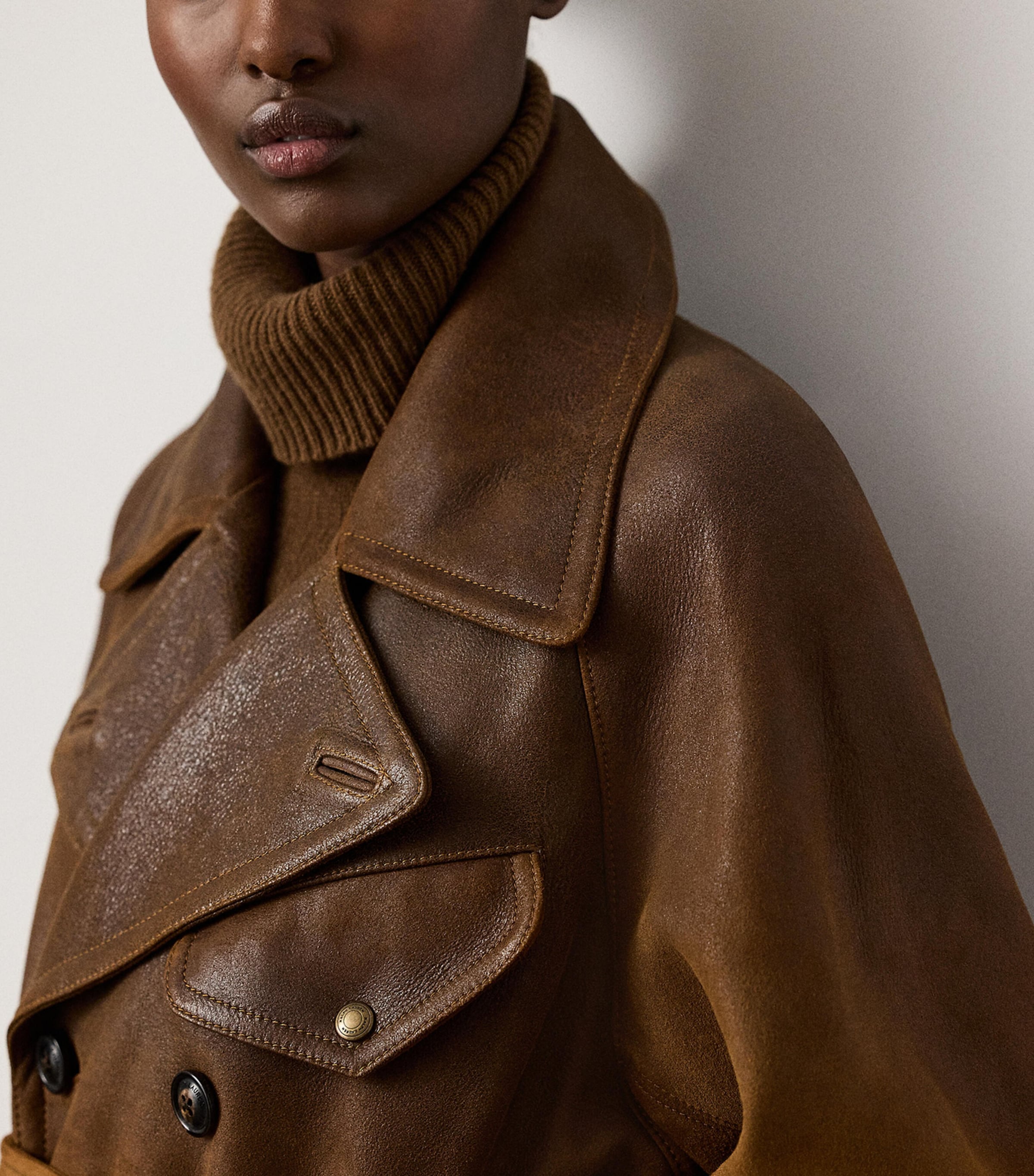 Lamsbkin Eldridge Moto Jacket DISTRESSED BROWN Image 5