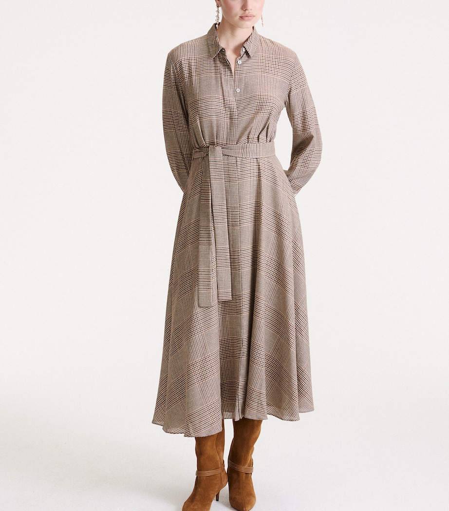 Marella Womens Check Maxi Shirt Dress Camel Image 4