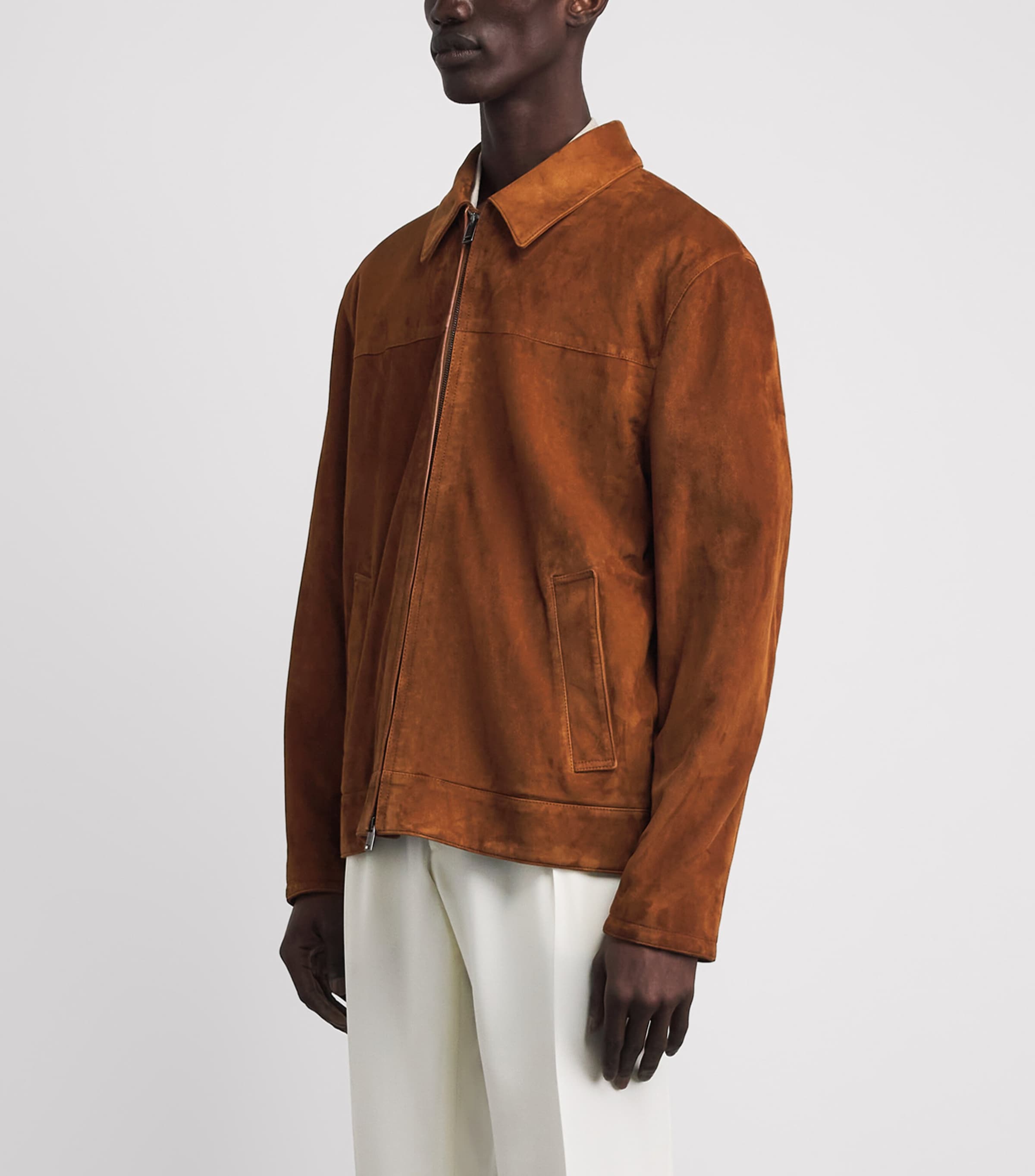 Brioni Mens Lambskin Suede Bomber Jacket Image 4