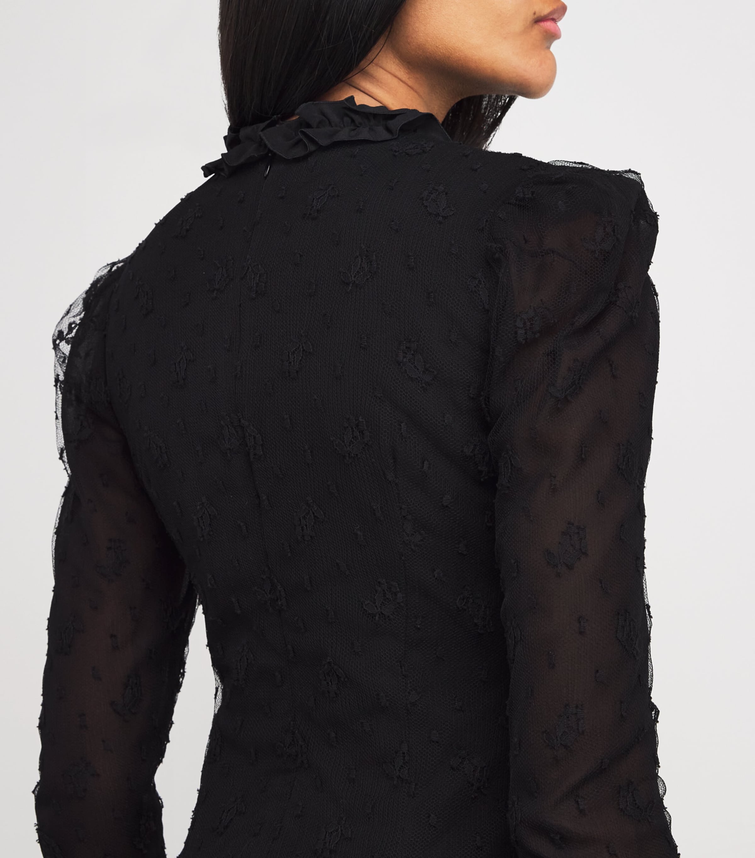 Lace-Detail Maxi Dress 0900 BLACK Image 4