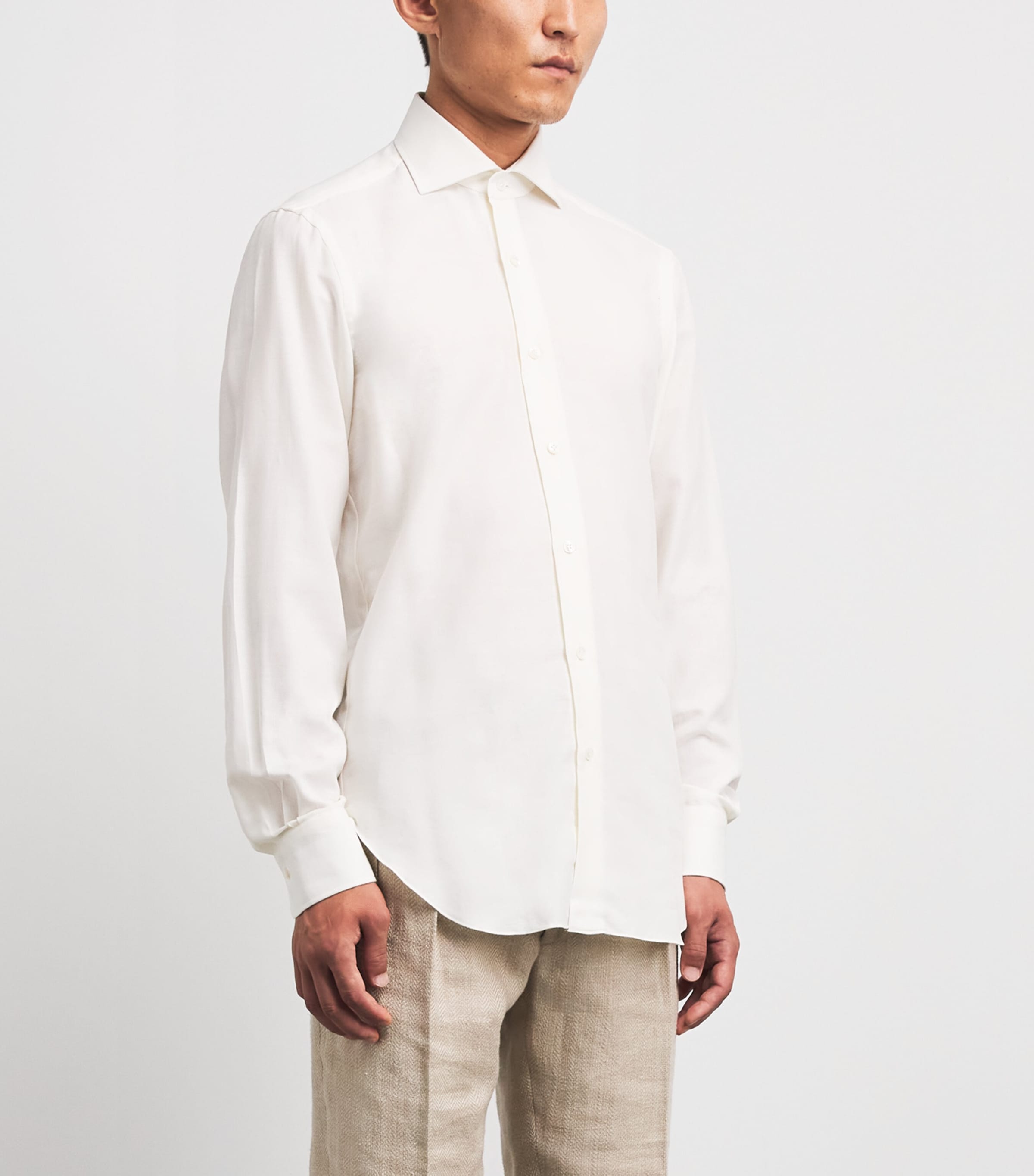 Barba Napoli Mens Cotton-Cashmere Shirt White Image 4