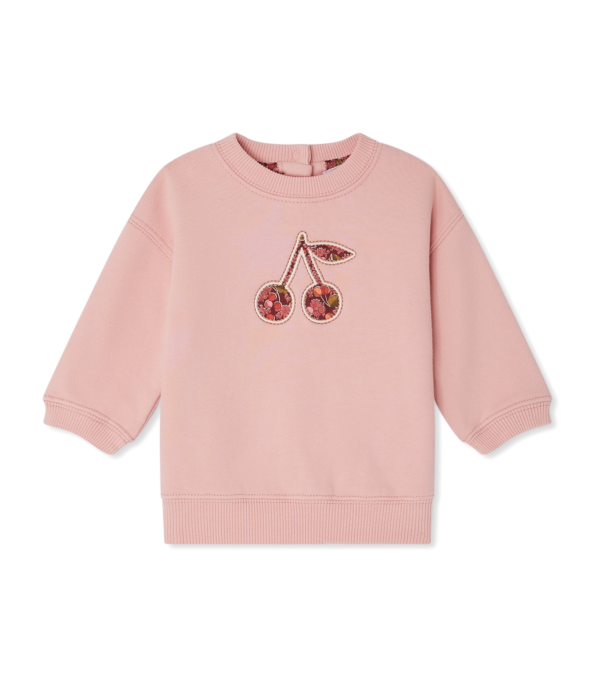 Bonpoint Cherry Appliqué Sweatshirt In Pink