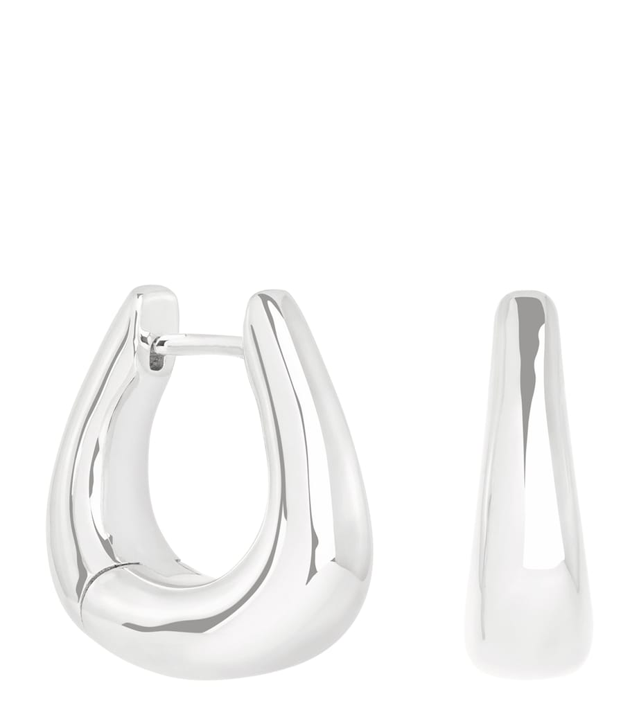 Astrid & Miyu Rhodium-Plated Saddle Hoop Earrings Silver Image 1