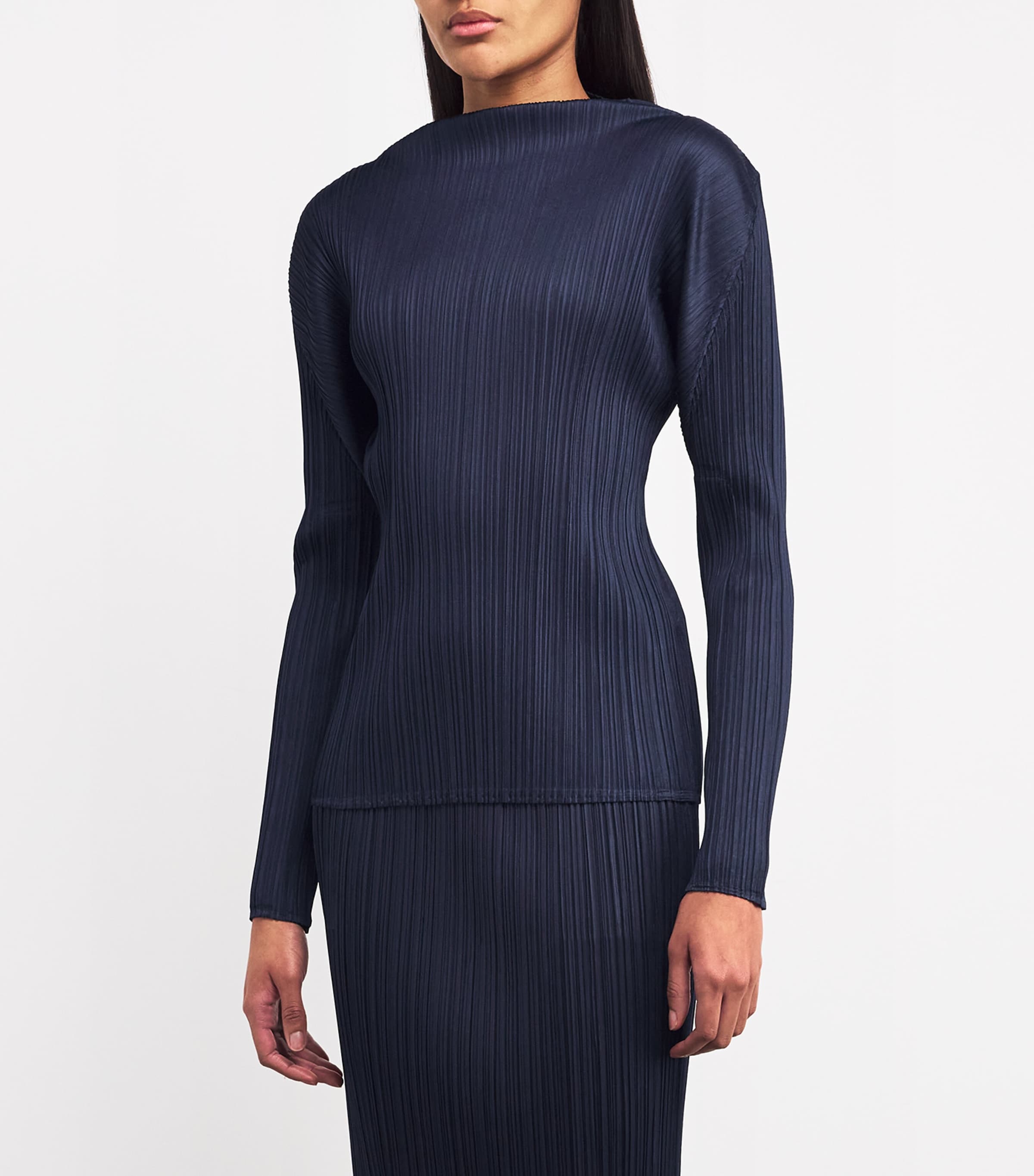 Pleats Please Issey Miyake Navy New Colorful Basics 4 Long-Sleeve