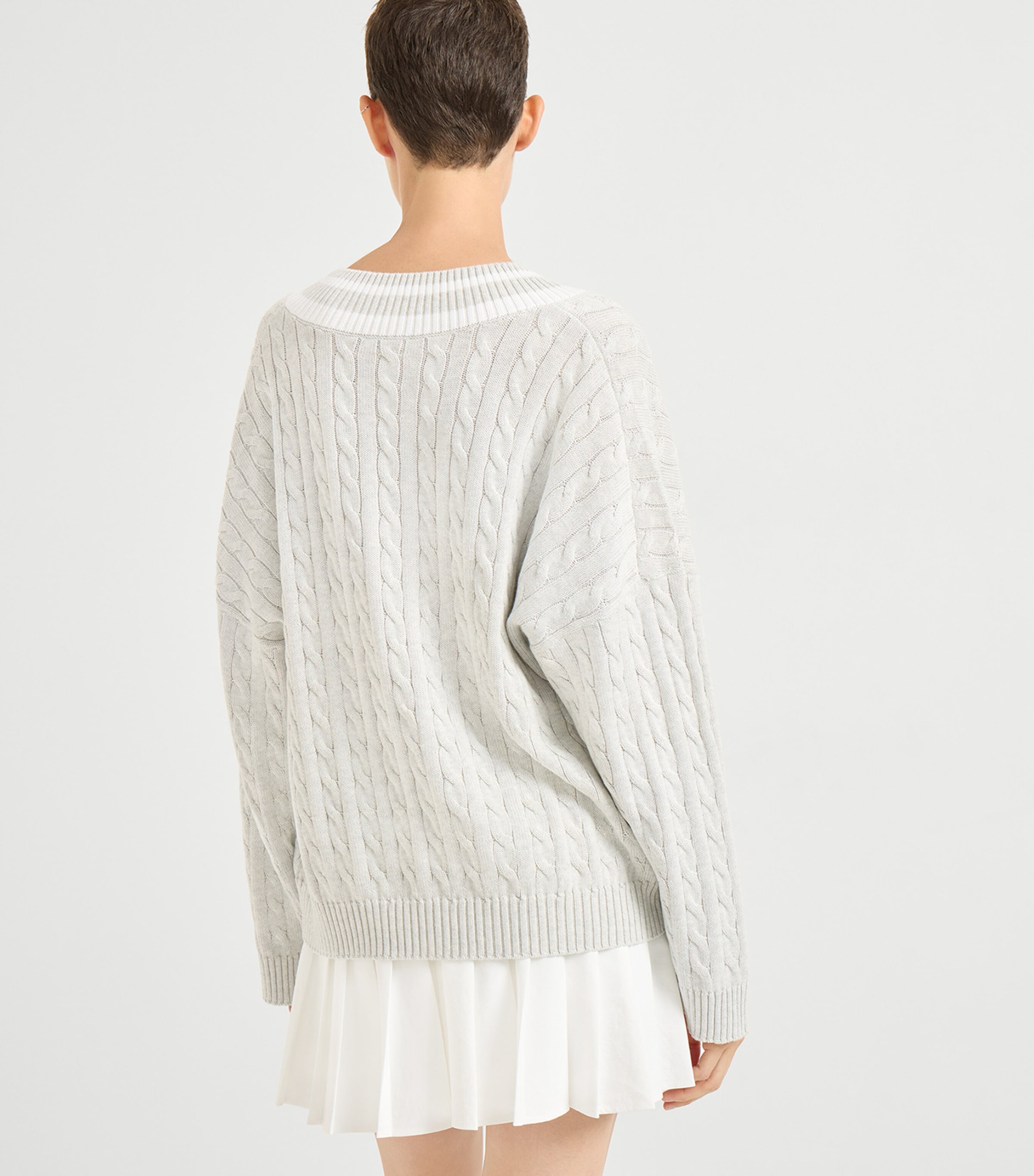 Cotton Cable-Knit Sweater CV906 Image 3
