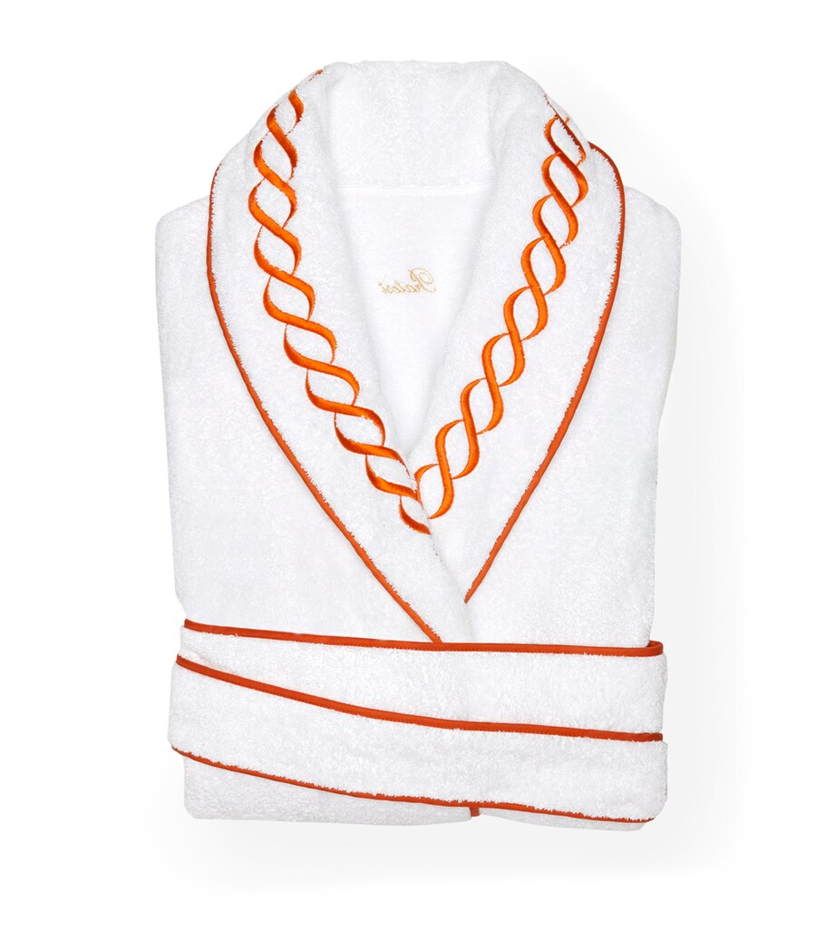 Cotton Treccia Bathrobe (Extra Small) WHITE/ORANGE Image 1