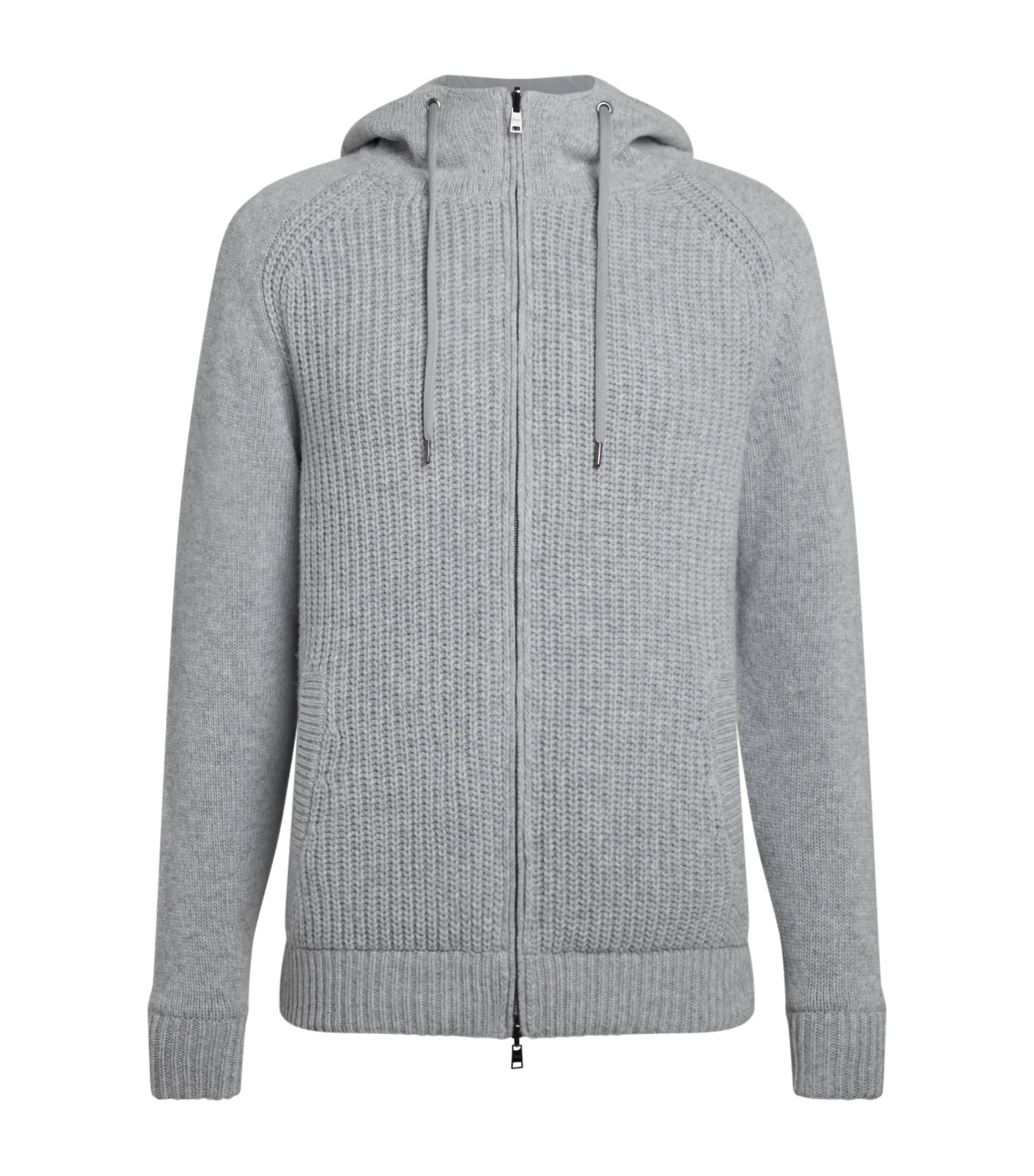 Herno Wool Reversible Infinity Cardigan In Gray
