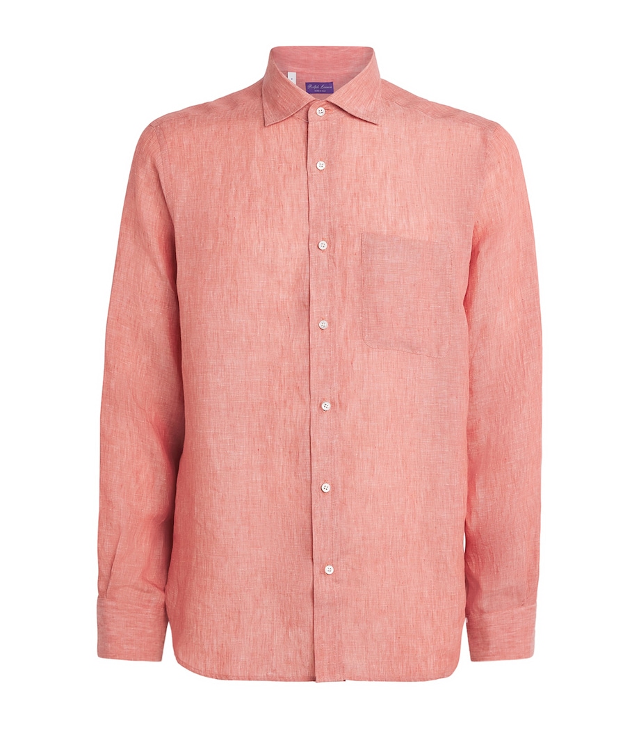 Ralph Lauren Purple Label Mens Linen Long-Sleeve Shirt Rasberry Image 1