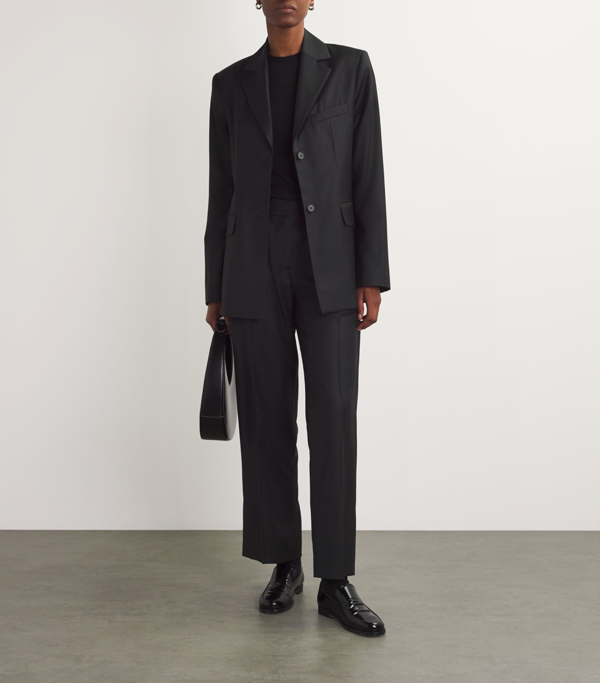 Wool Hipster Trousers SOLID BLACK Image 2