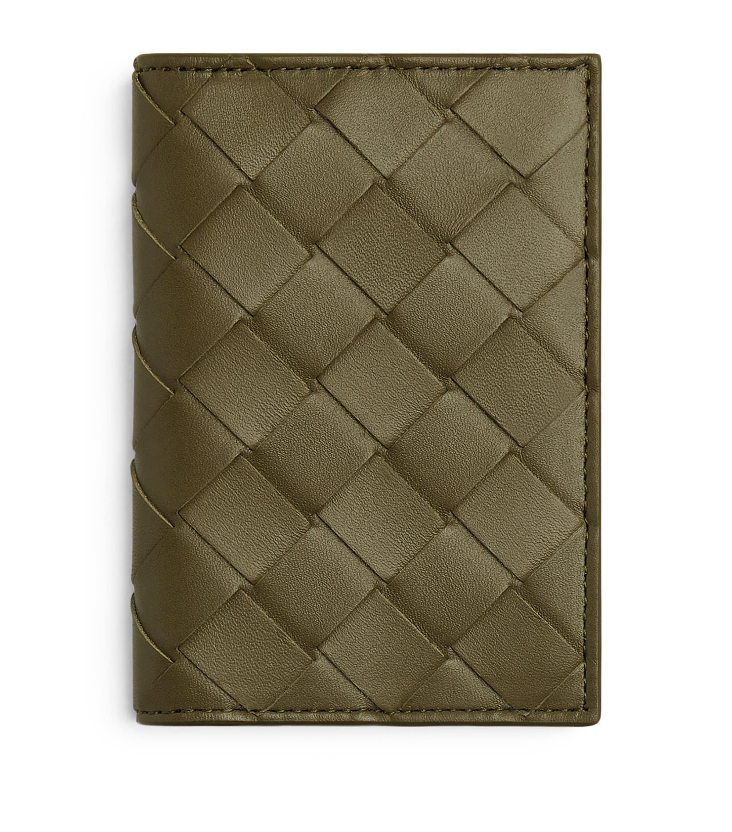 Bottega Veneta Leather Intrecciato Flap Wallet In Grey