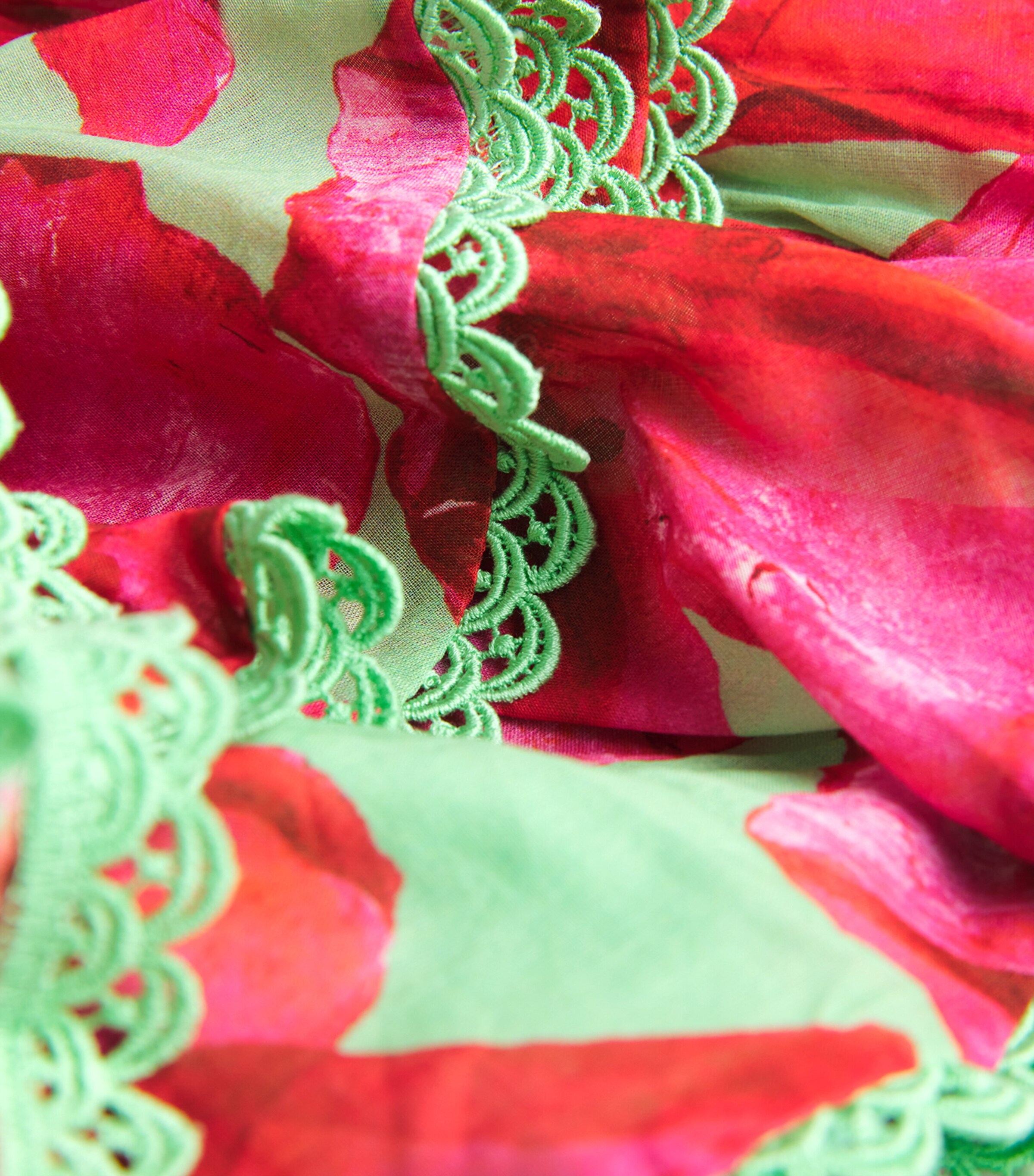 Shirred Pinel Mini Skirt GREEN BLOSSOM Image 5