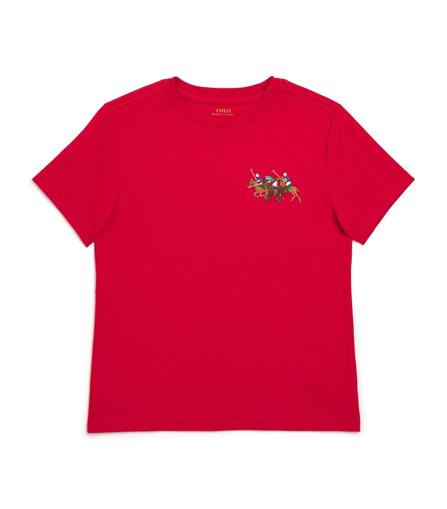 Cotton Polo Pony T-Shirt (6-14 Years) RED Image 1