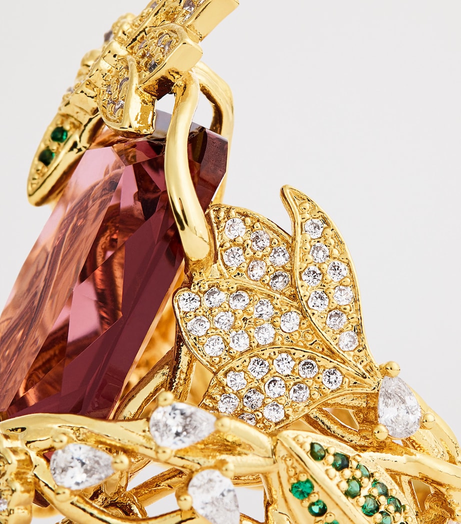 Embellished Bloom Cocktail Ring GOLD/BURGUNDYGLDBUR Image 6