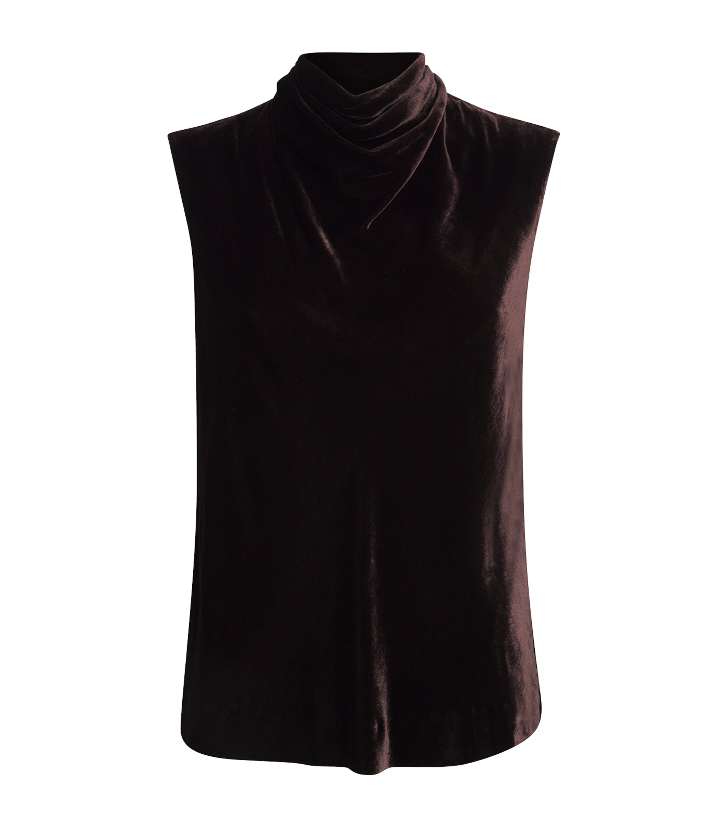 Me+em Velvet Cowl-neck Top In Brown