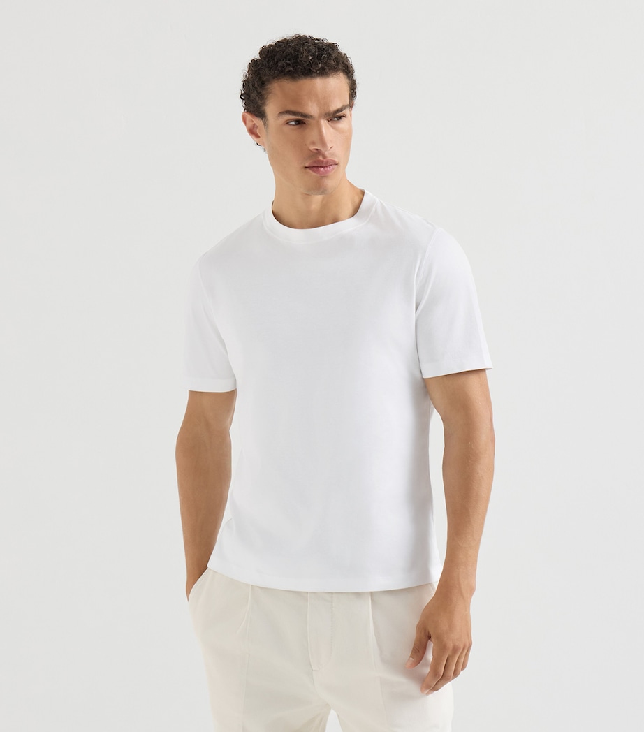 Brunello Cucinelli Mens Cotton Crew-Neck T-Shirt White Image 4