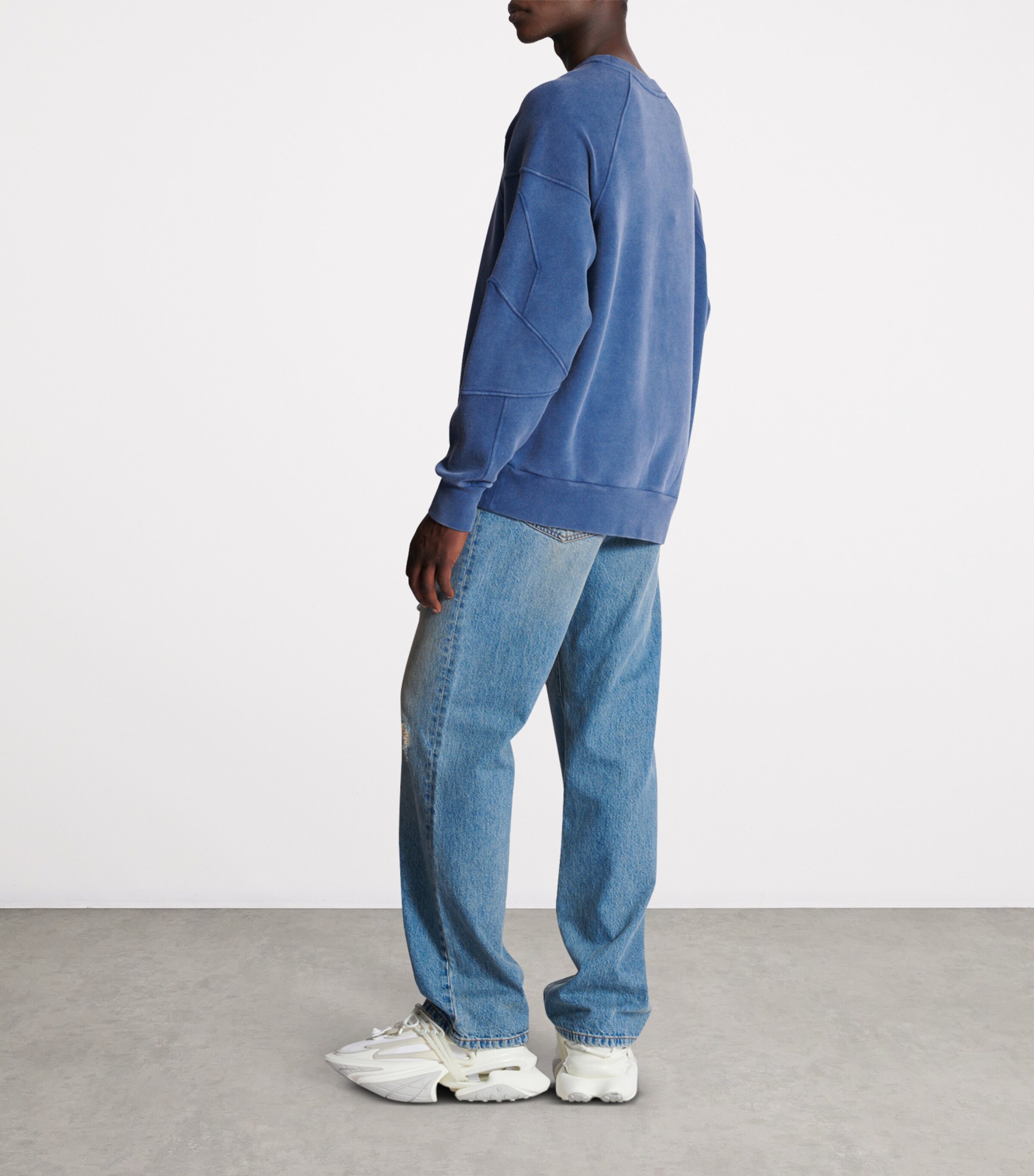 Cotton Embroidered Sweatshirt 6CX BLEU Image 3