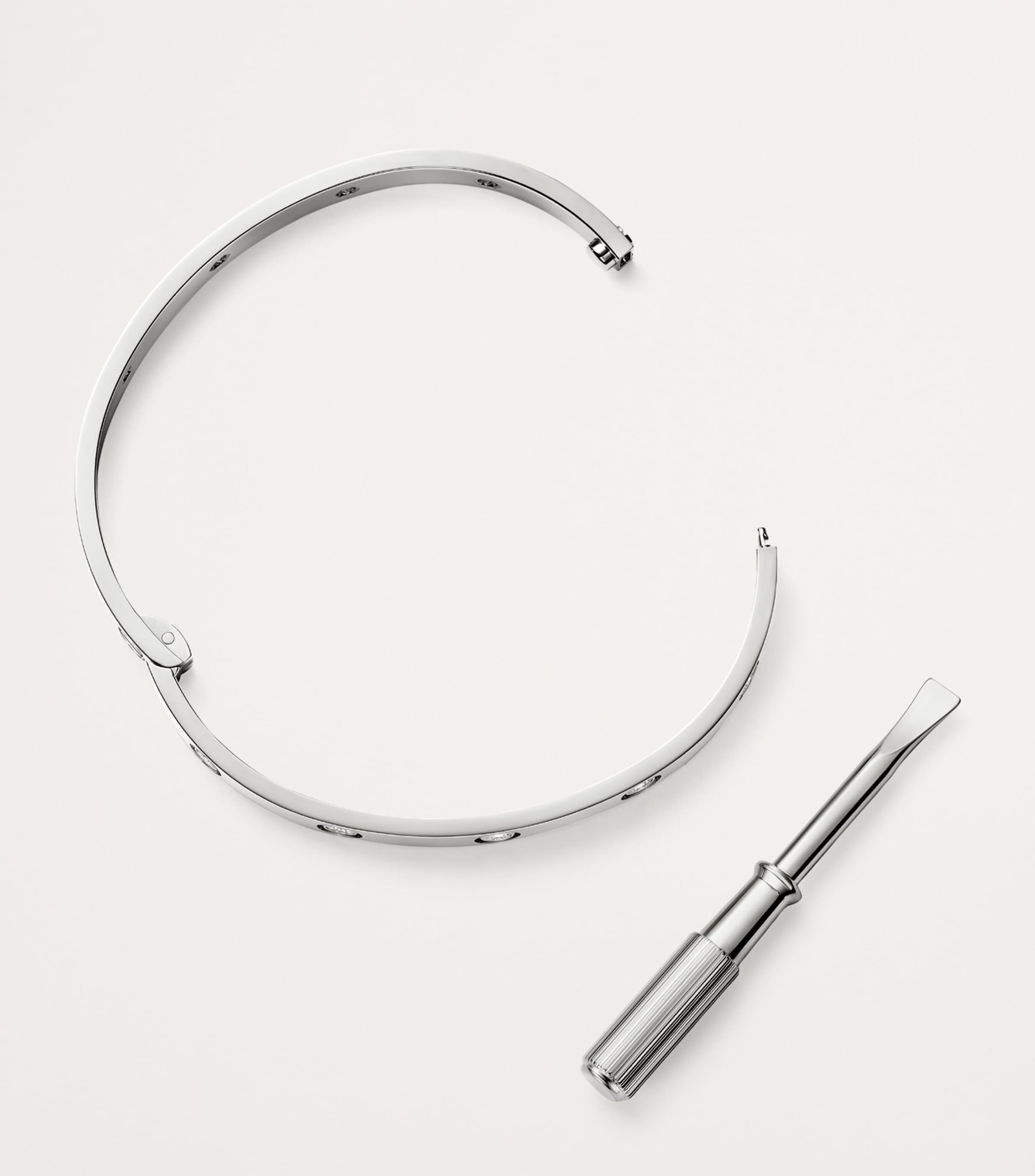 White Gold and Diamond LOVE Bangle WHITE GOLD Image 3