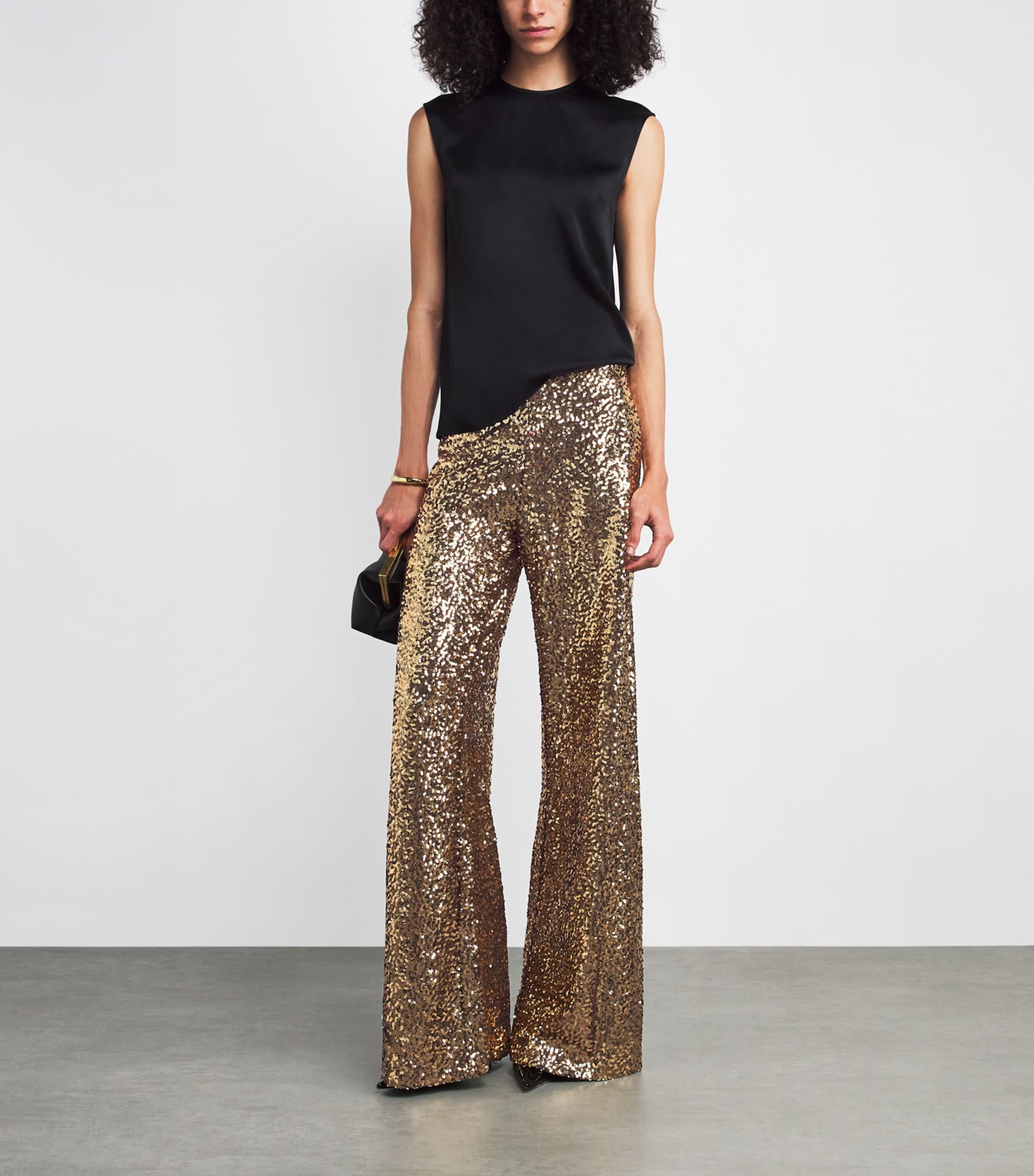 Sequin Athena Wide-Leg Trousers B712 GOLD/BLACK Image 2