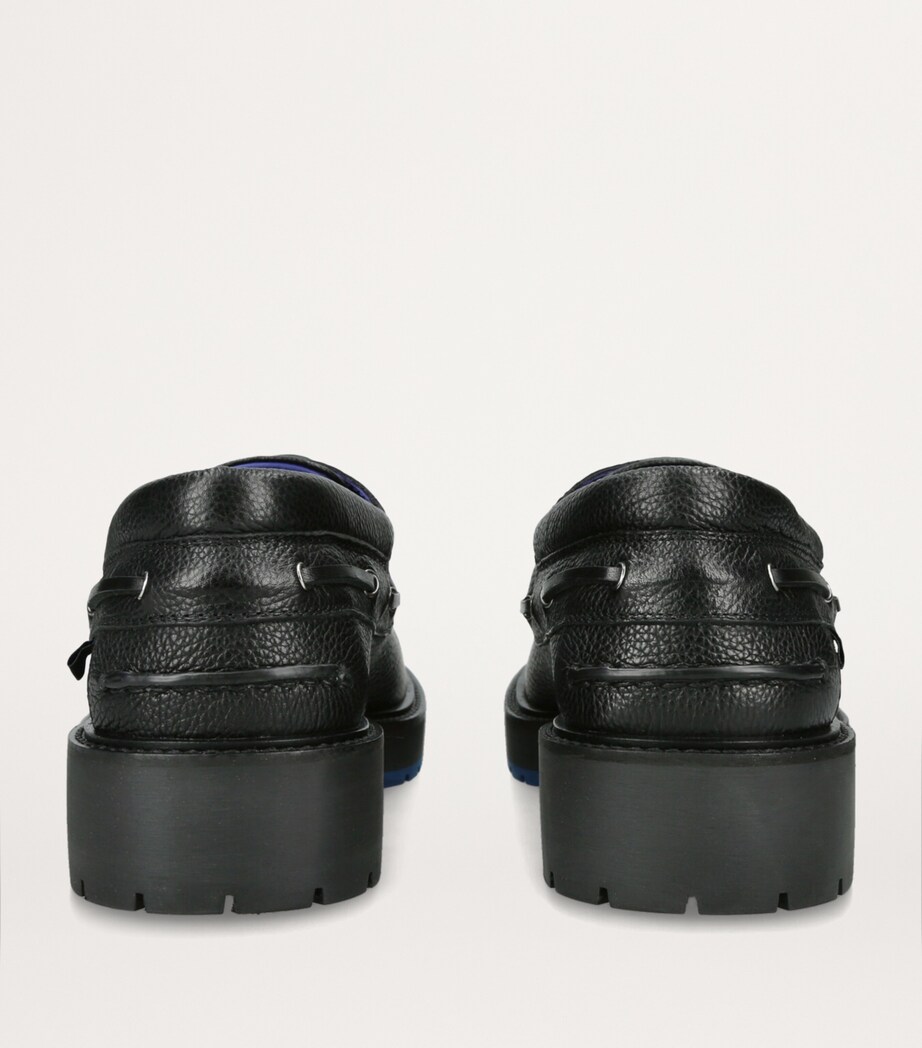 Burberry Leather Raft Boat Shoes Black Image 2