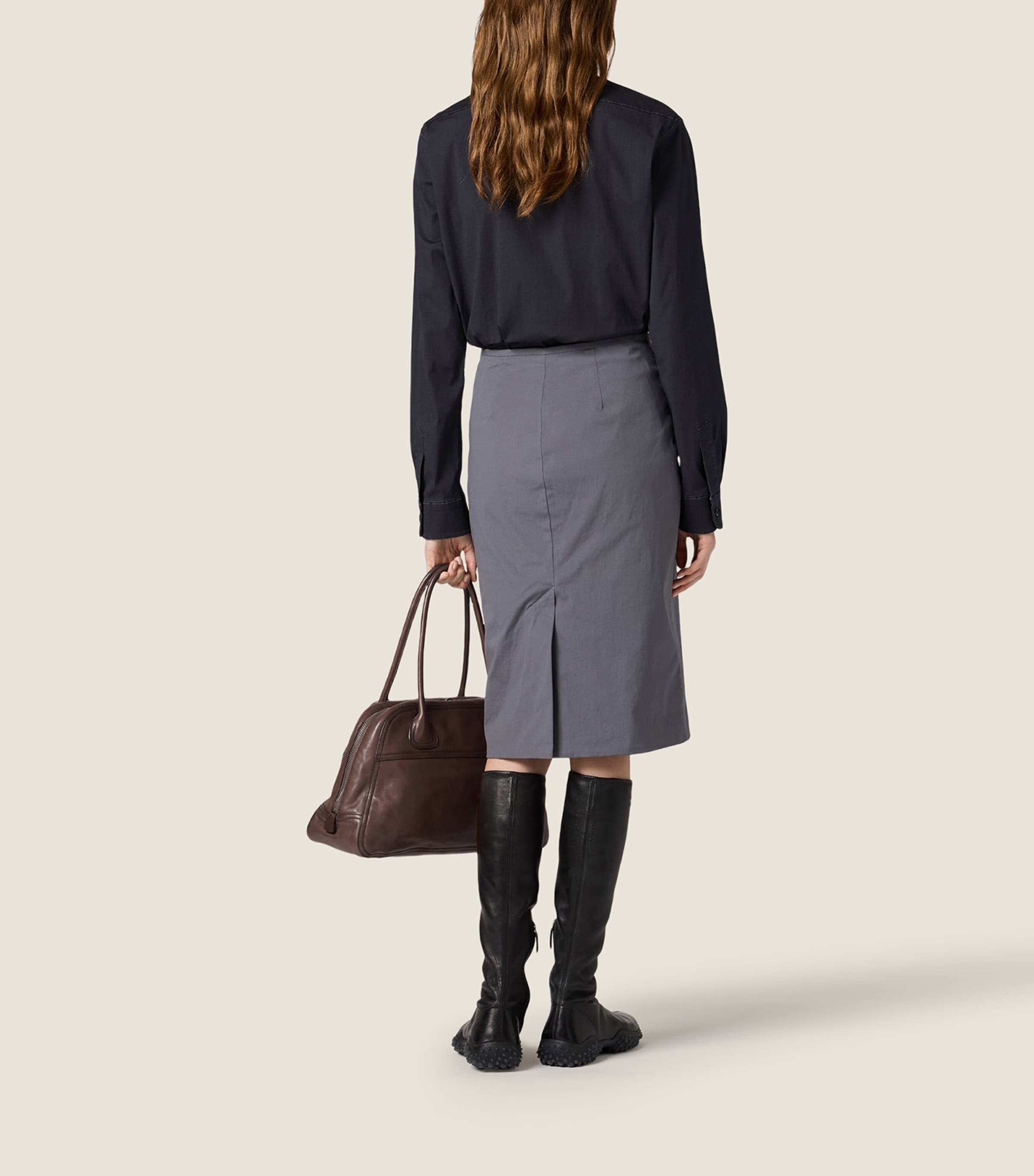 Miu Miu Womens Stretch-Poplin Shirt Black Image 3