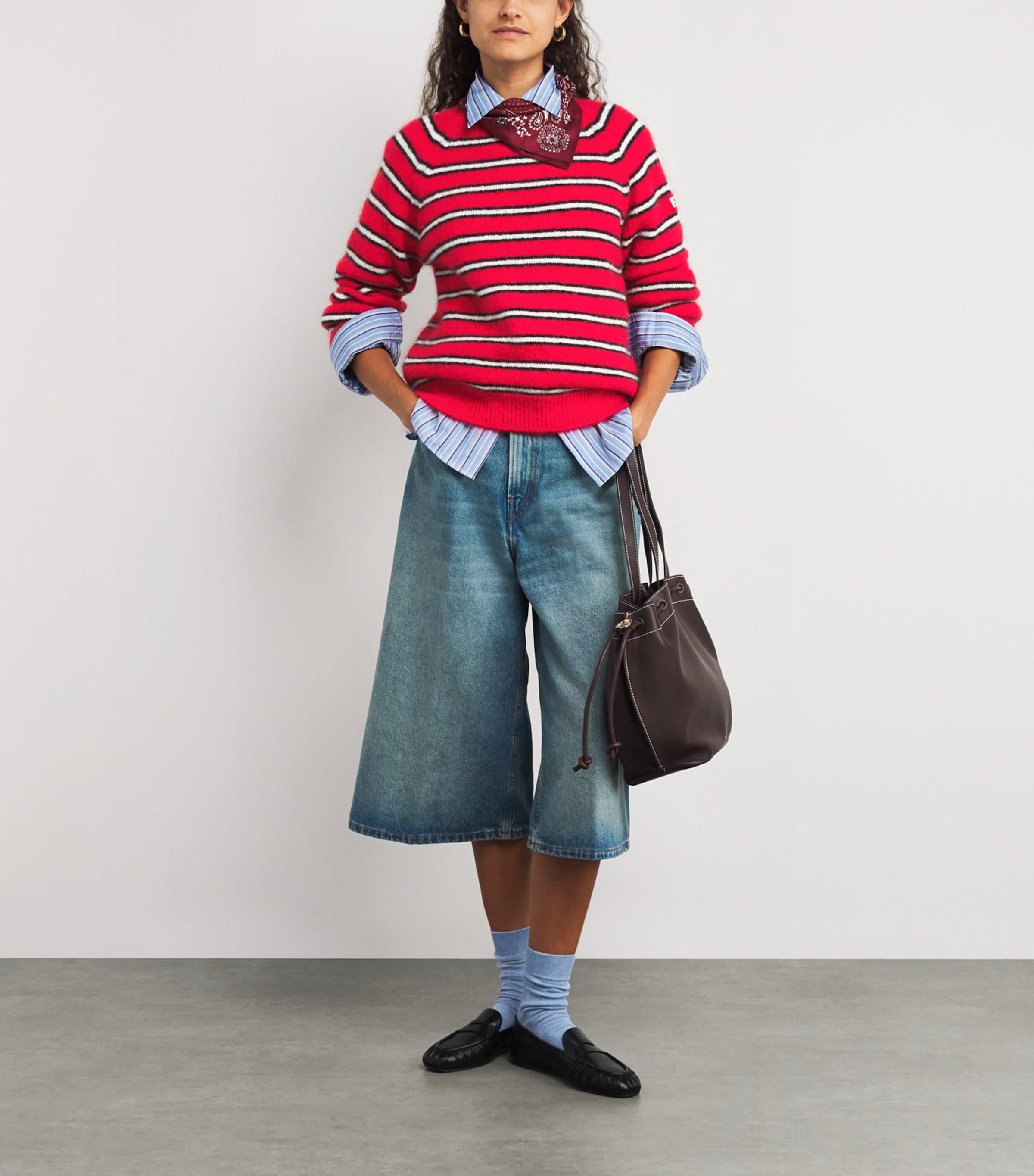 Mohair-Blend Stripe Sweater RED Image 2