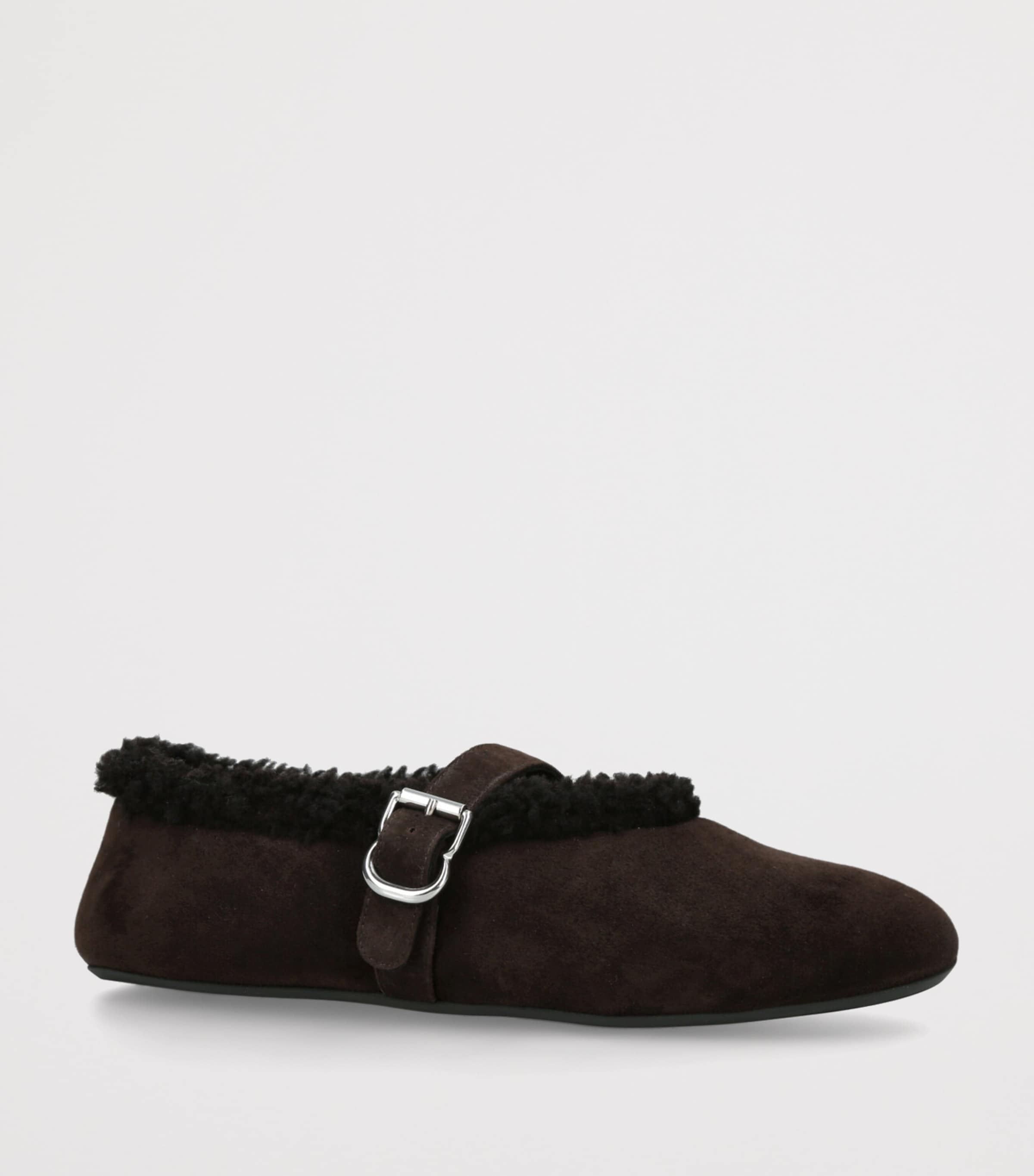 Shearling Ballet Flats DARK BROWN Image 3