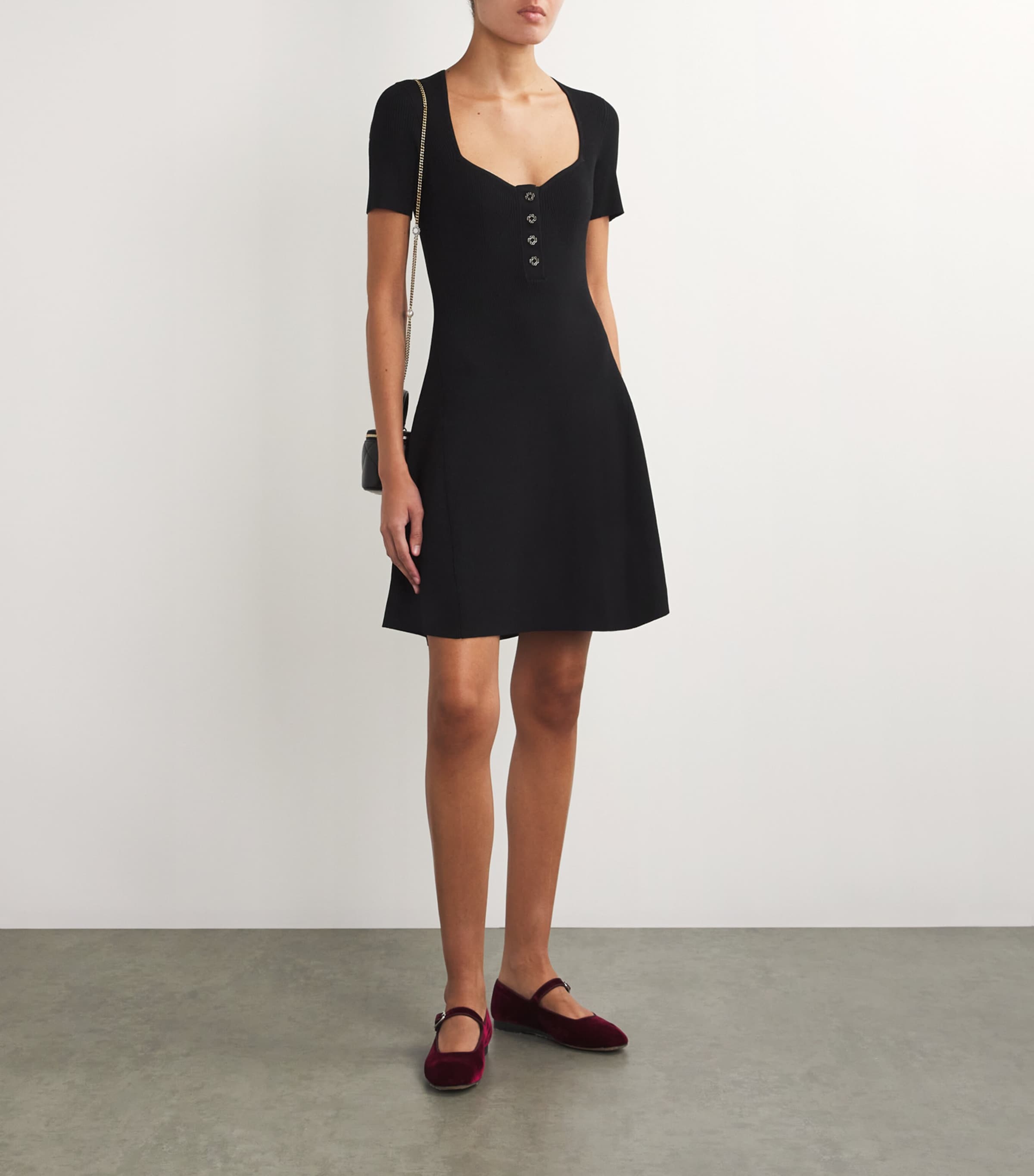 Maje Rib Knit Short Dress In Black
