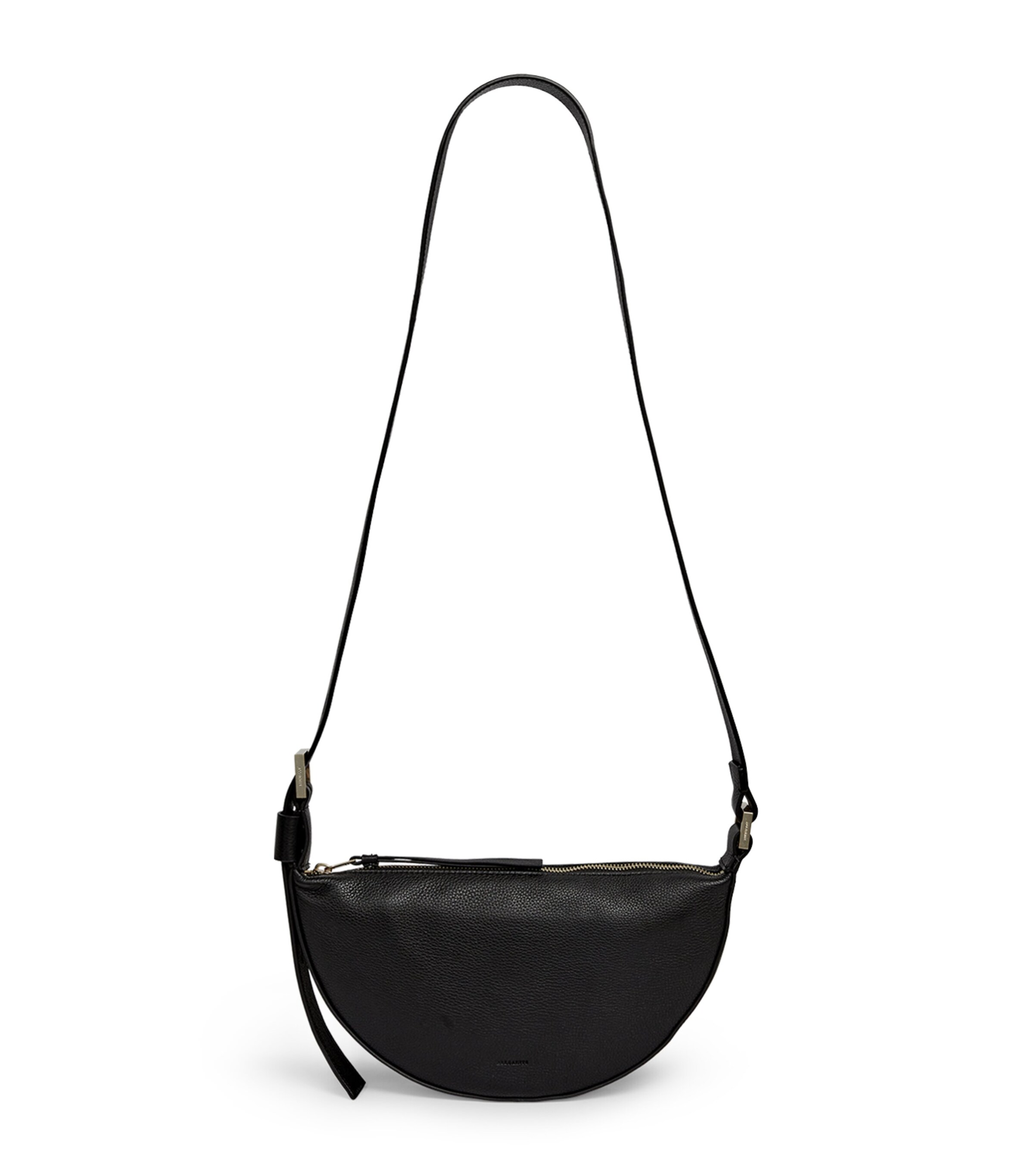 Shop Allsaints Leather Half Moon Cross-body Bag In Black