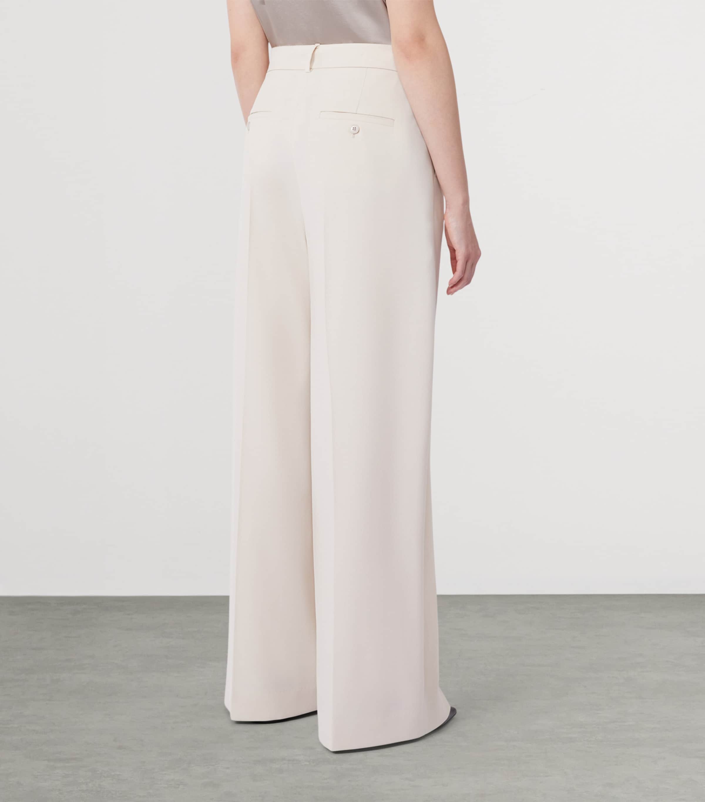 Weekend Max Mara Womens Virgin Wool Wide-Leg Trousers Ivory Image 4