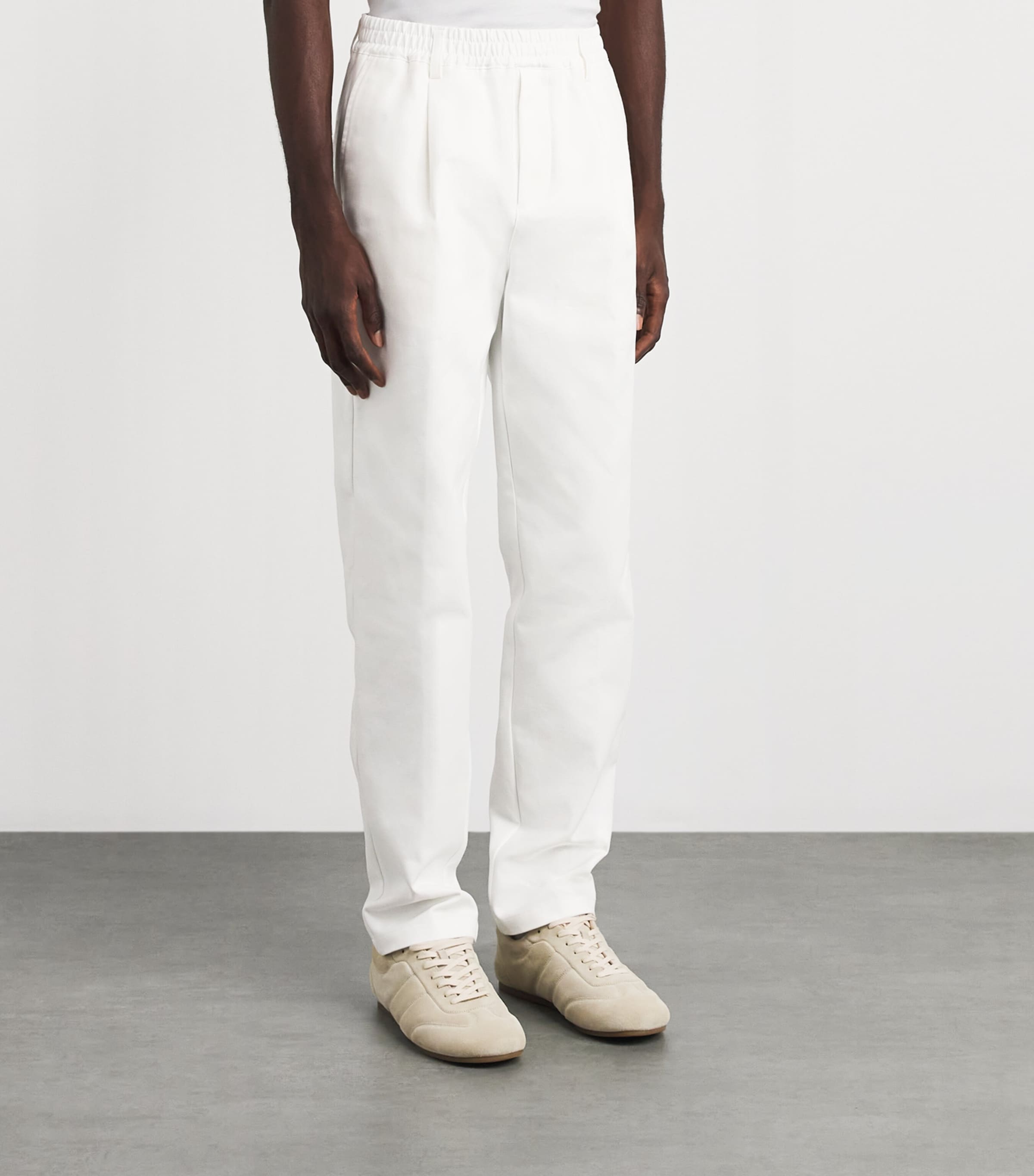 Eleventy Mens Stretch-Cotton Elasticated Trousers Bianco Image 4