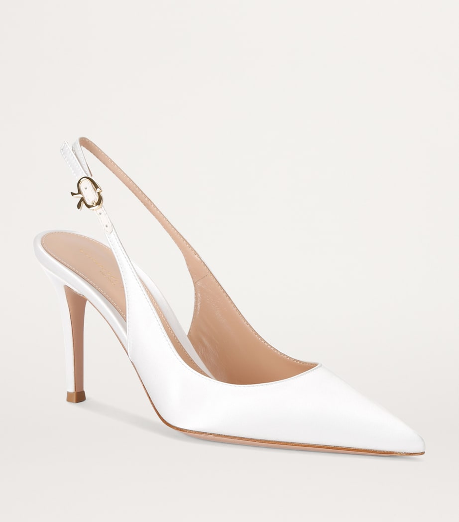 Leather Ribbon Slingback Pumps 85 WHITE Image 3
