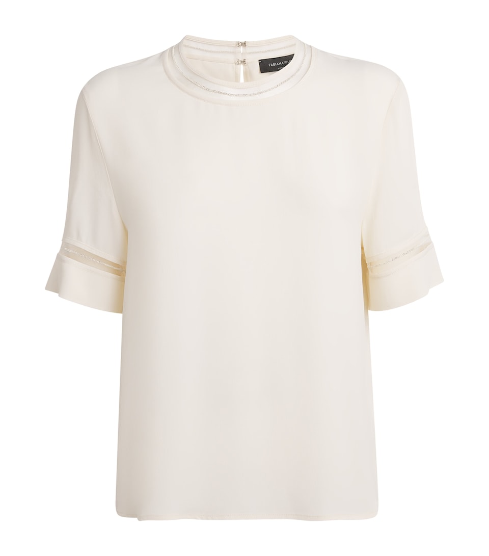 Embellished Crepe T-Shirt