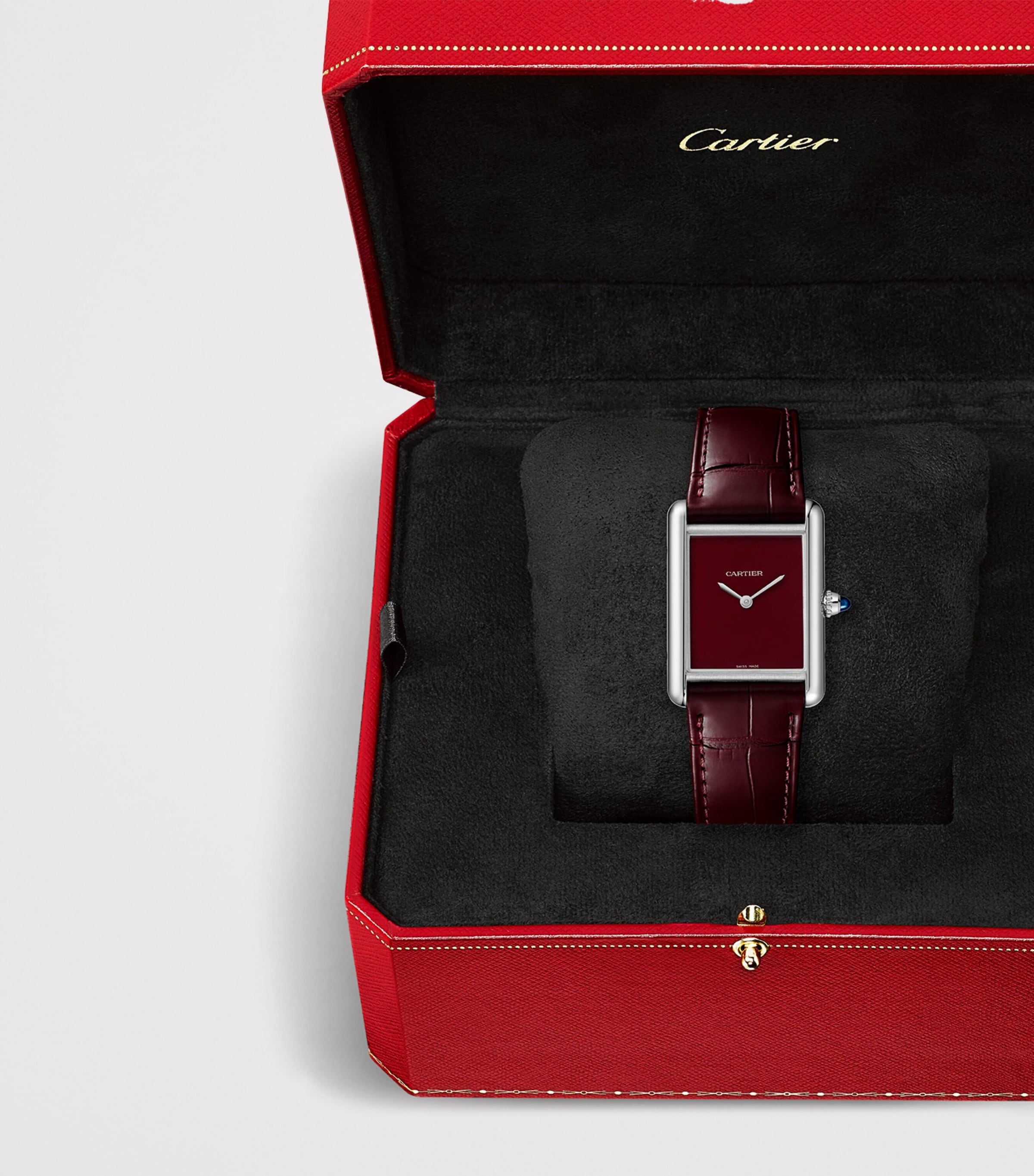 Cartier Large Stainless Steel Tank Must Watch 25.5mm Red Image 5