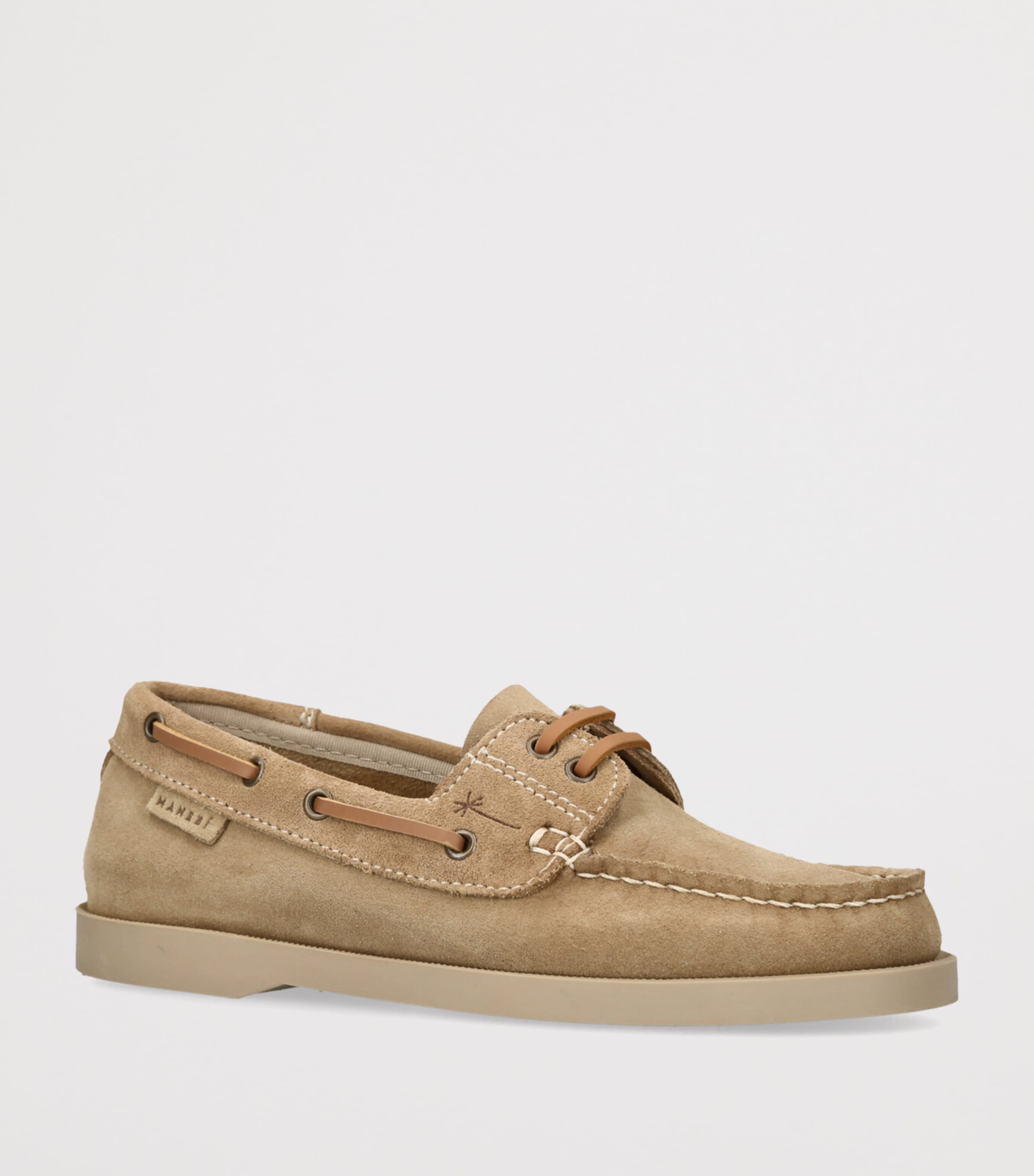 Manebi Suede Boat Shoes Beige Image 3