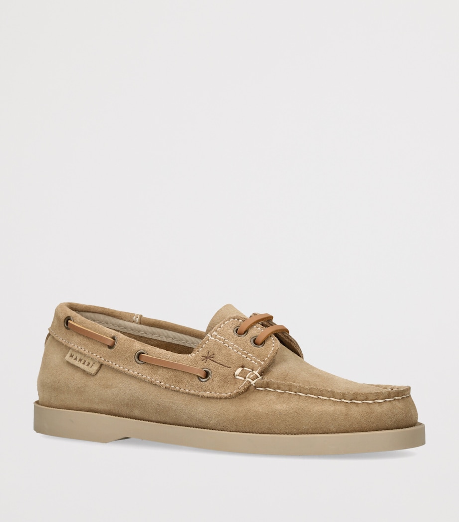 Manebi Suede Boat Shoes Beige Image 3