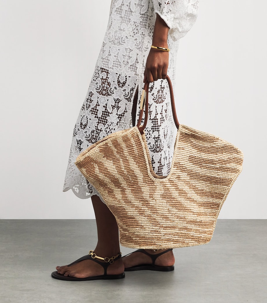 Large Raffia Zebra Tote Bag TANZEB Image 2