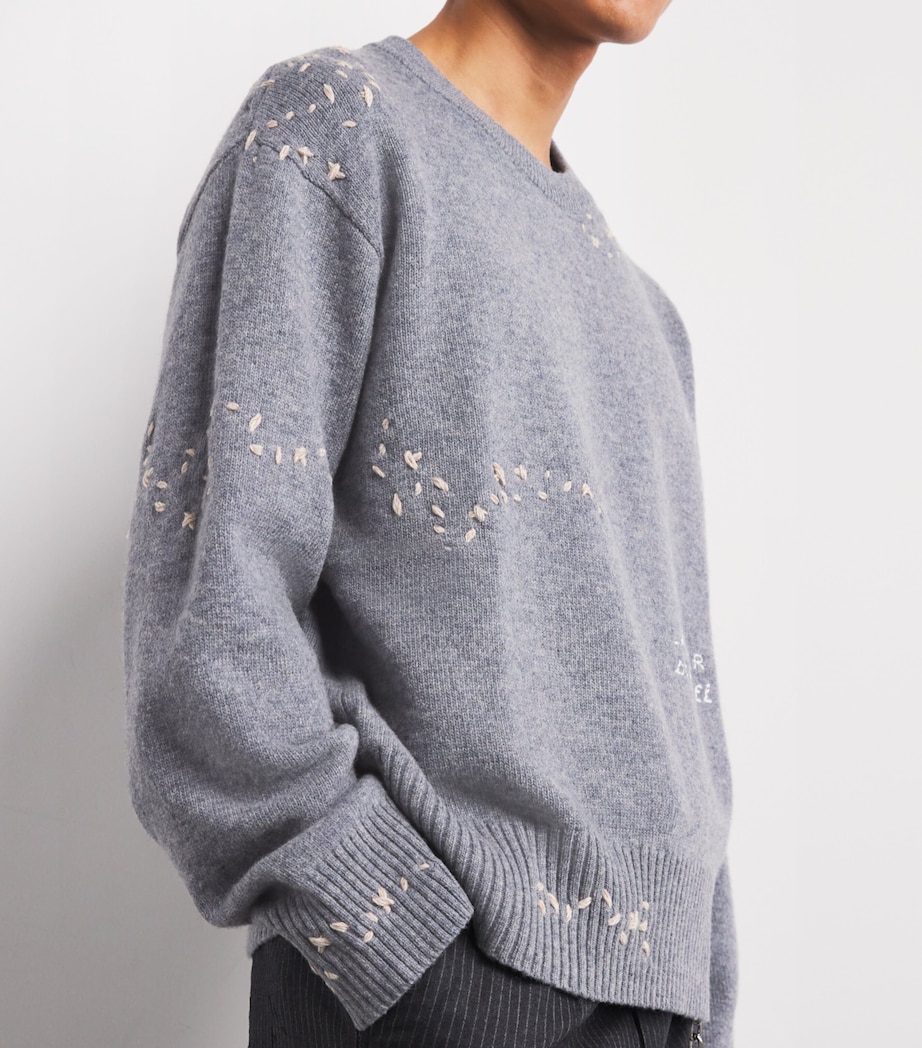 Wool Exposed Stitching Sweatshirt GREY Image 6
