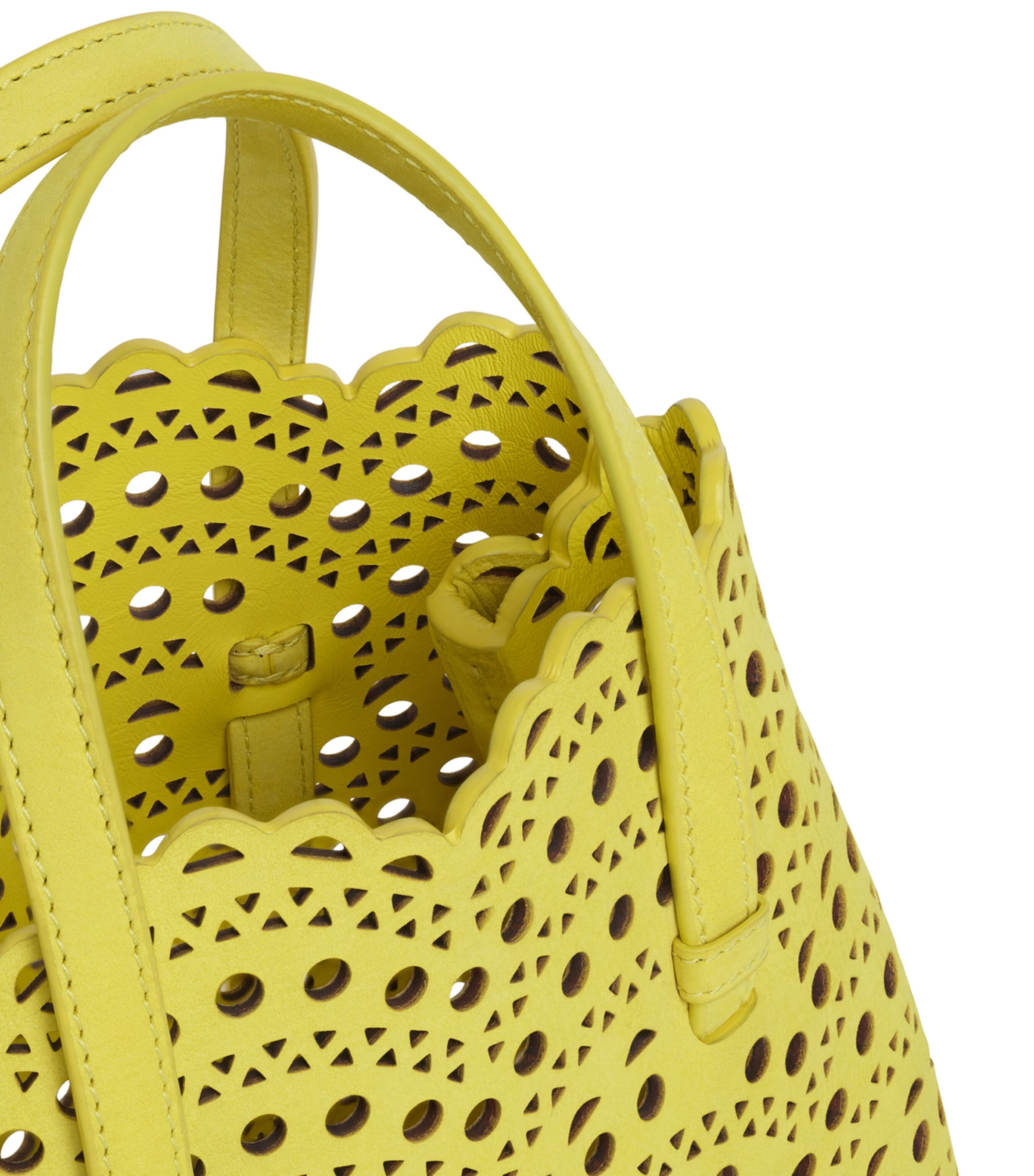 Alaïa Nubuck Leather Le Mina Tote Bag Lemon Yellow Image 3
