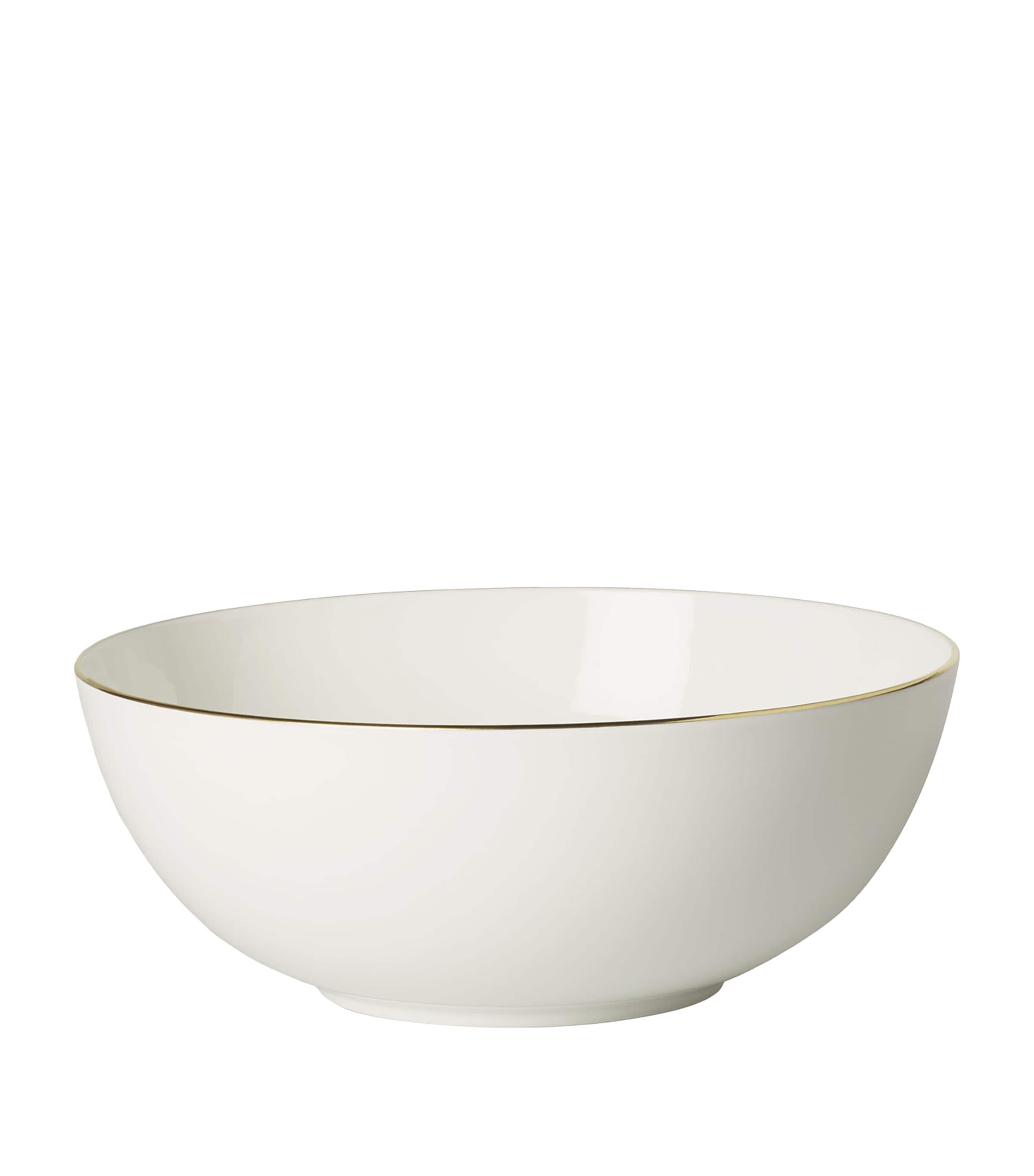 Villeroy & Boch Anmut Gold Bone-porcelain Salad Bowl 22.6cm In White