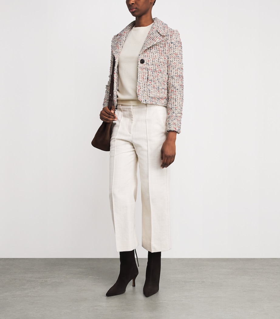 ME+EM Womens Cotton-Blend Heritage Crop Jacket Cream Multi Image 2