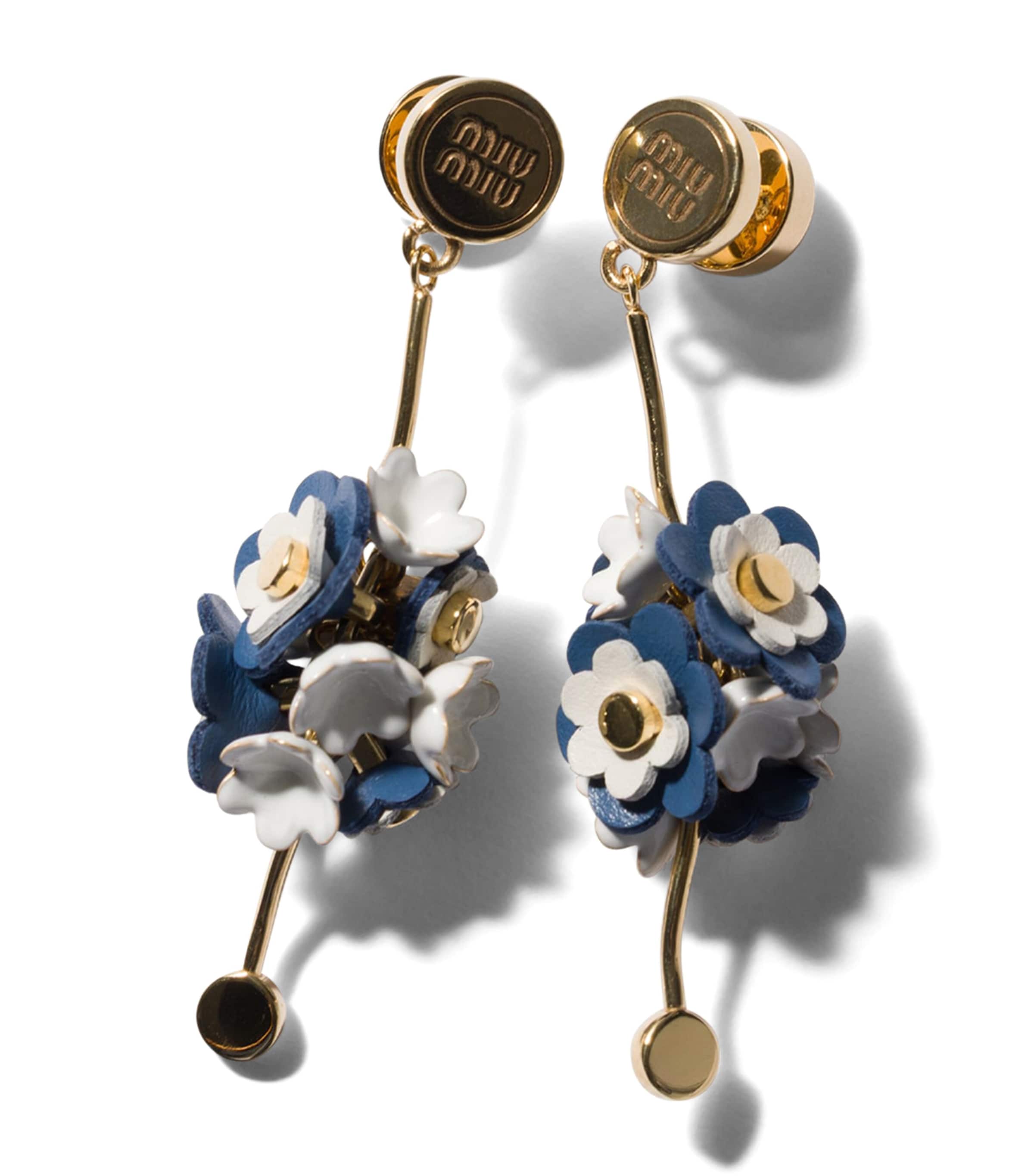 Miu Miu Flower Drop Earrings Blue Image 1