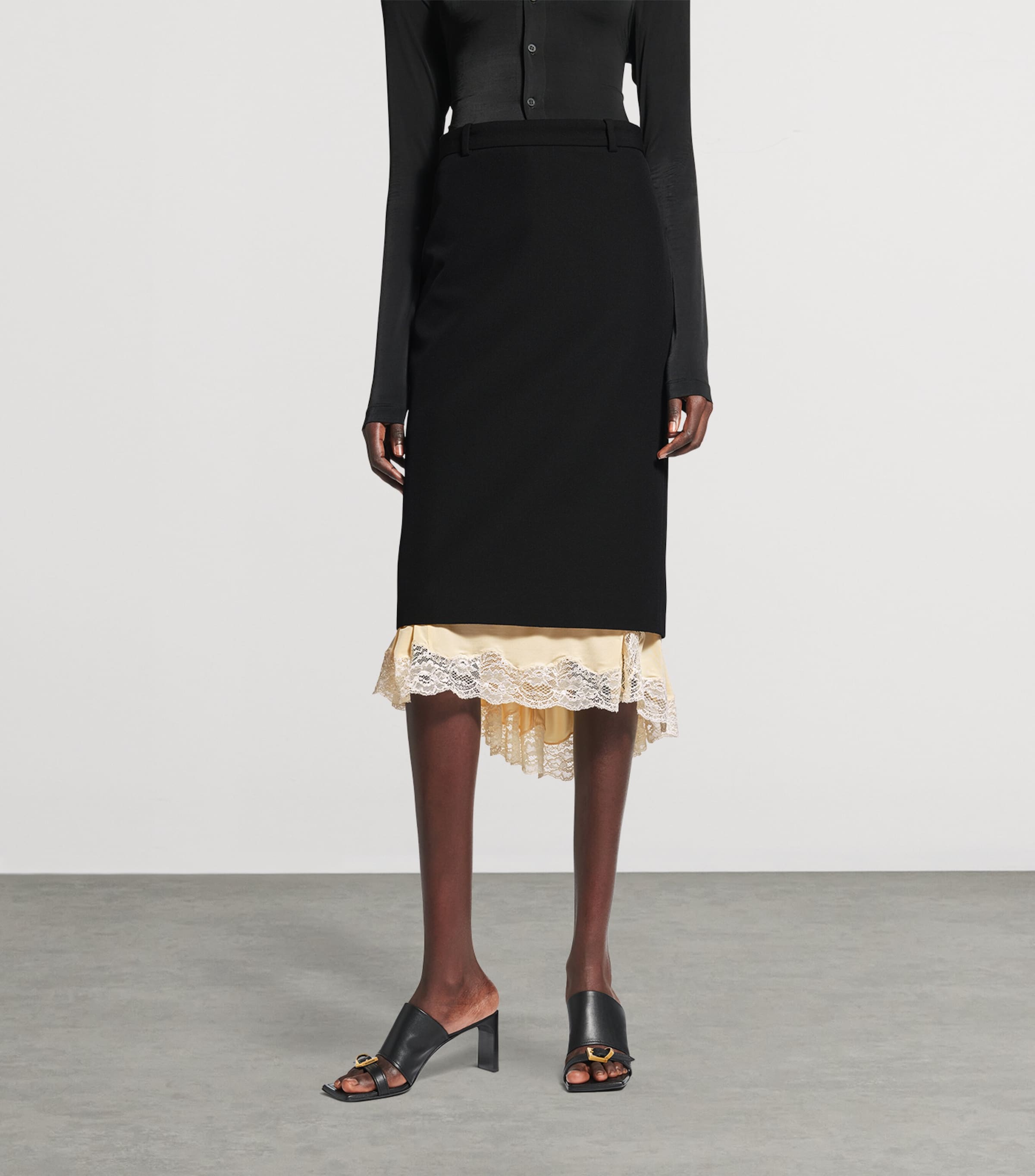 Balenciaga Womens Barathea Wool Pencil Skirt Image 2