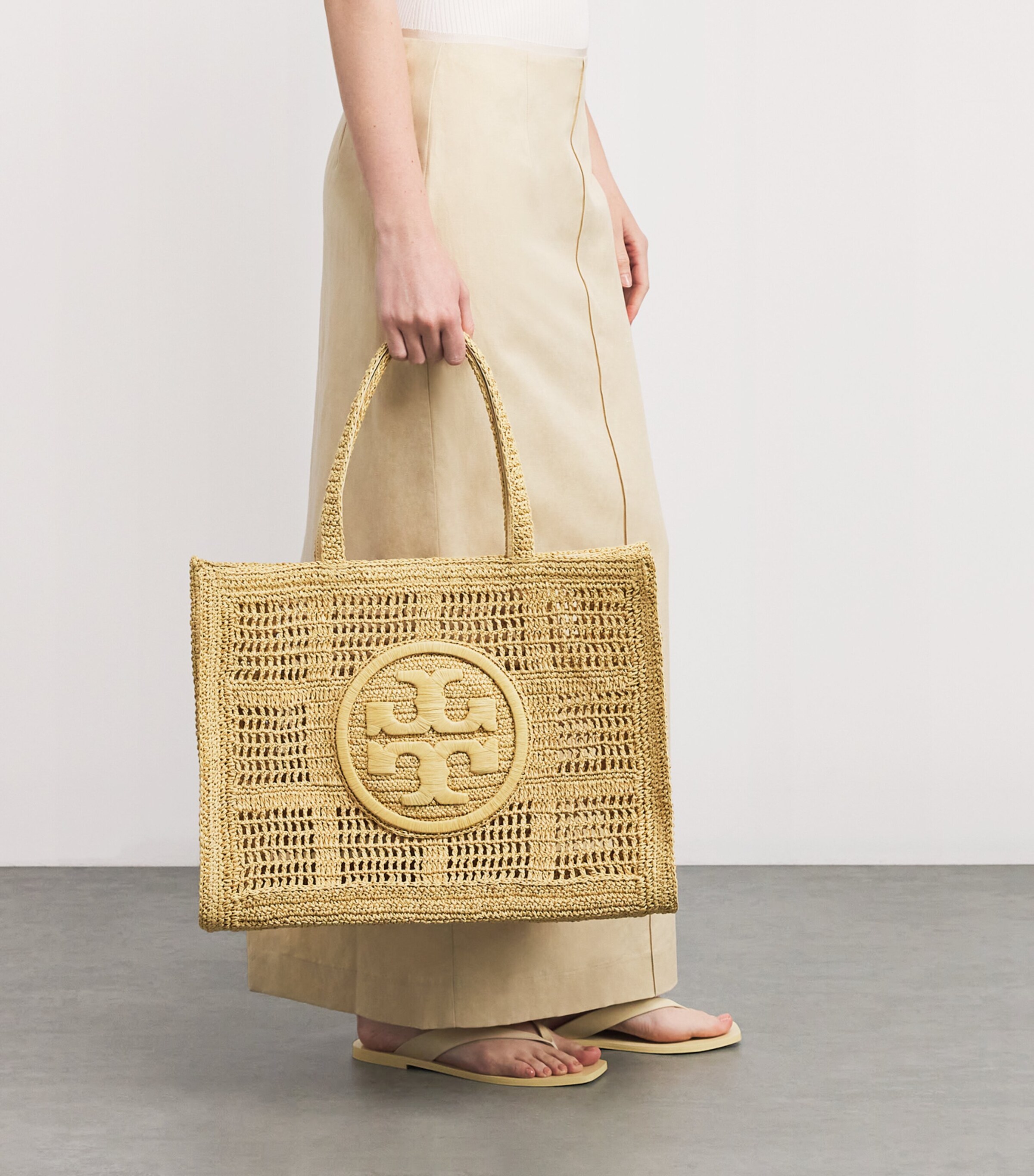 Tory Burch Large Crochet Ella Tote Bag Natural Image 5